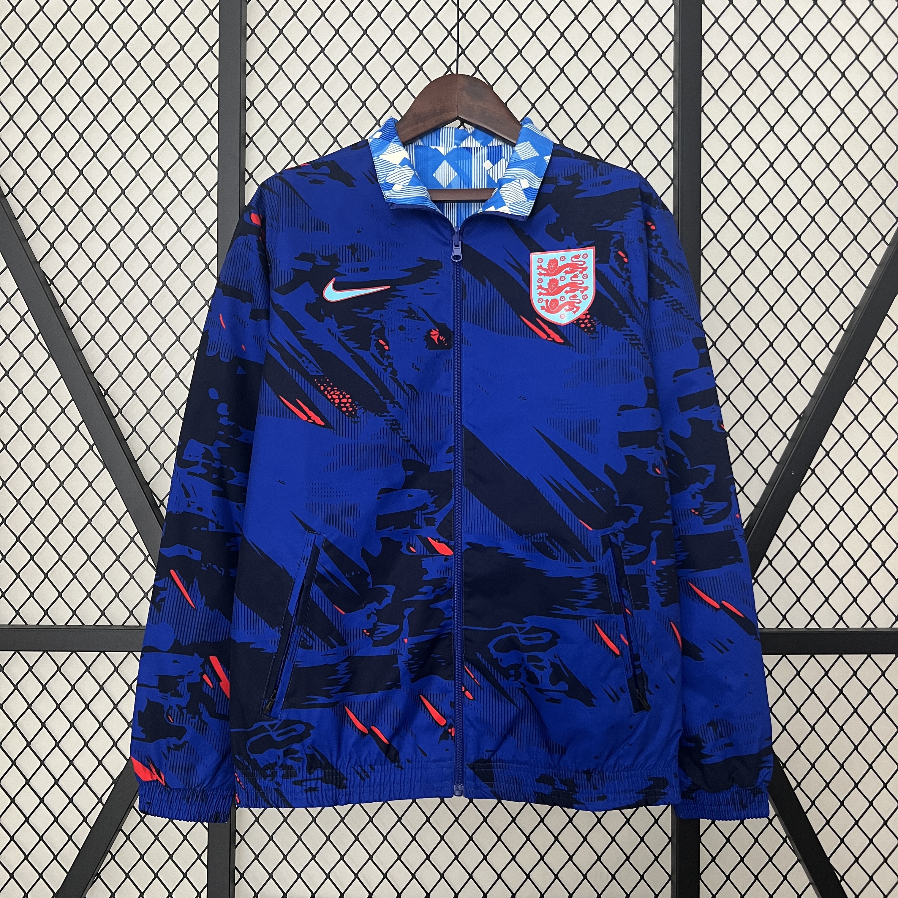England 2024 Double Sided Reversible Windbreaker - Blue - UnitedFutballJersey