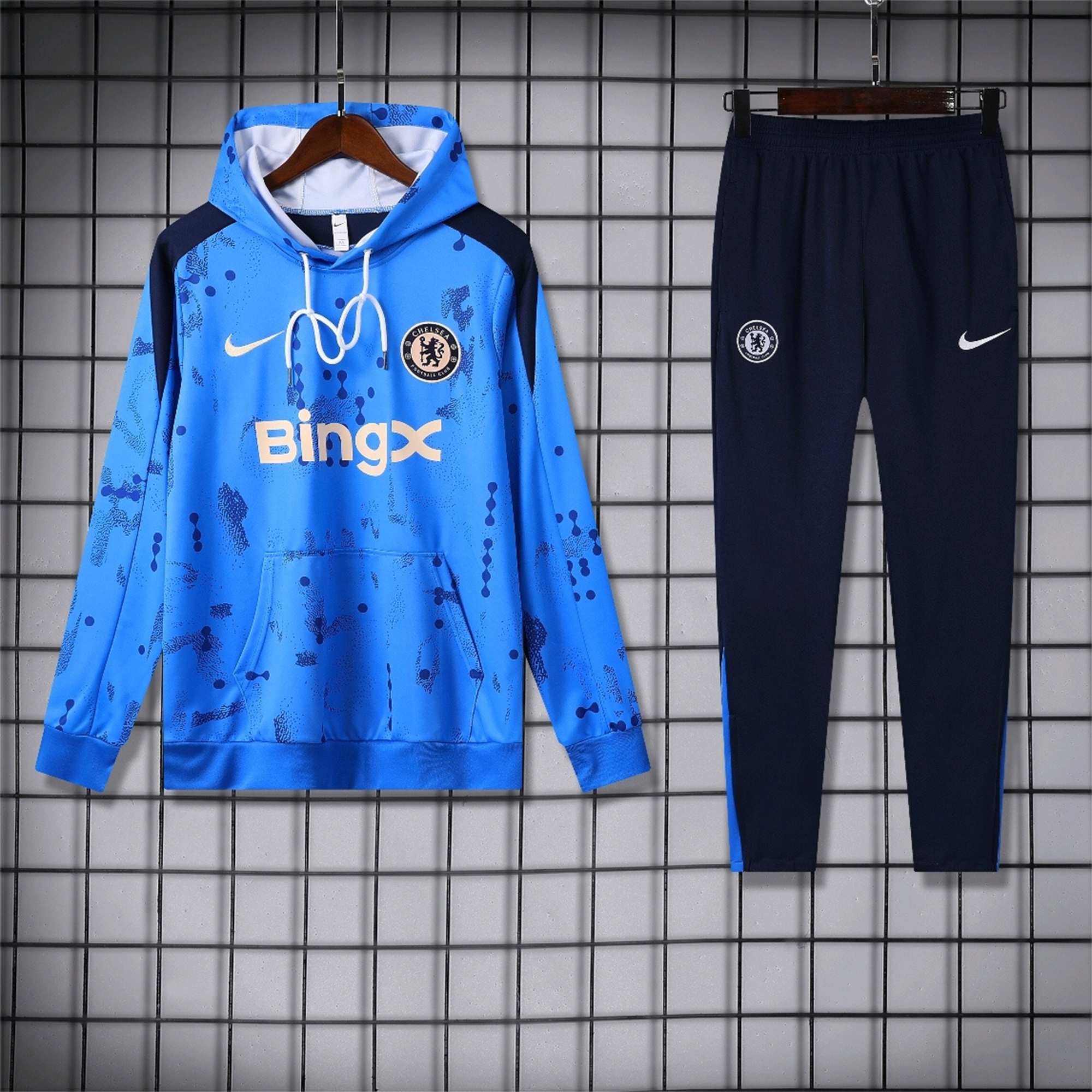 C.H.E.L.S.E.A 24-25 Long Sleeve Training Set - Blue Hoodie and Deep Blue Pants - UnitedFutballJersey