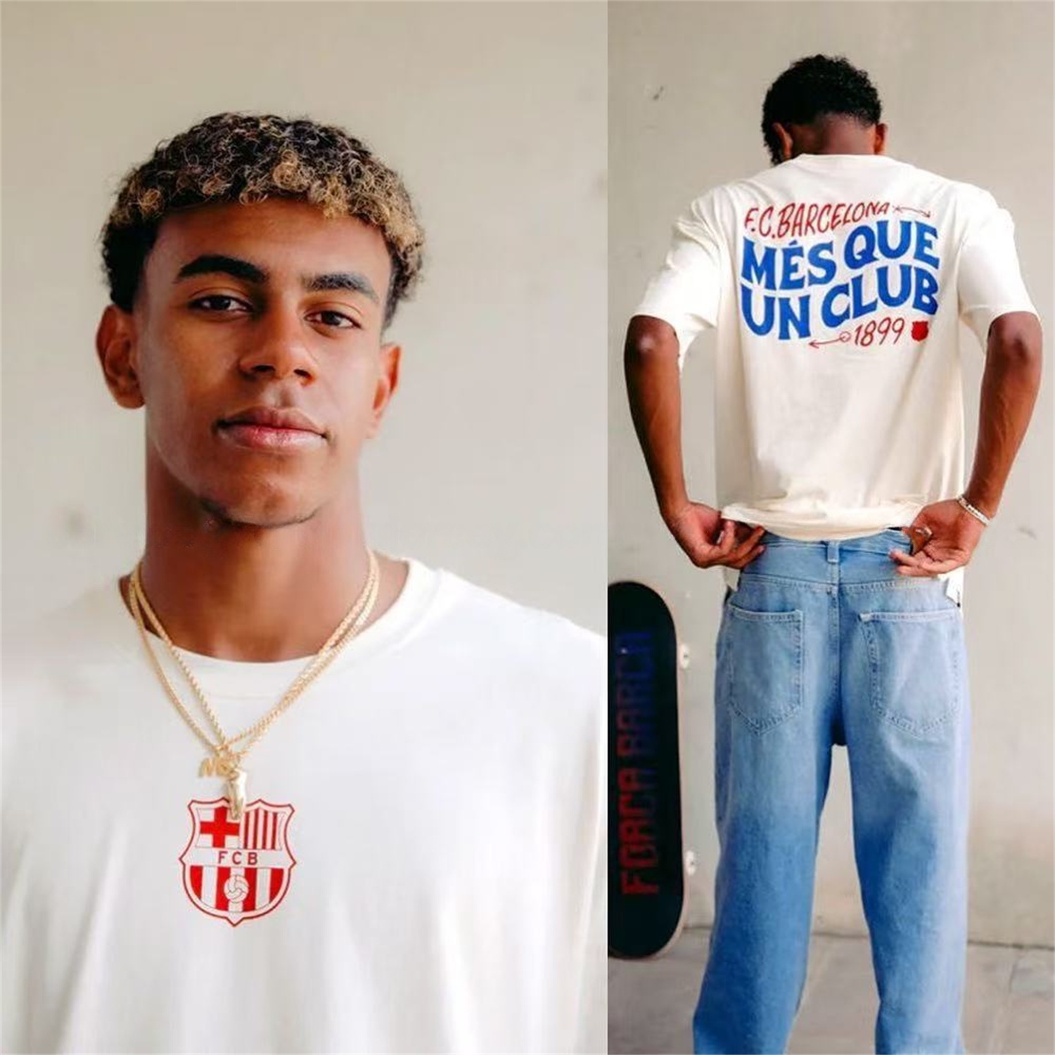 B.A.R.S.A Més Que Un Club Skateboard Aesthetics T-shirt【White】 - UnitedFutballJersey