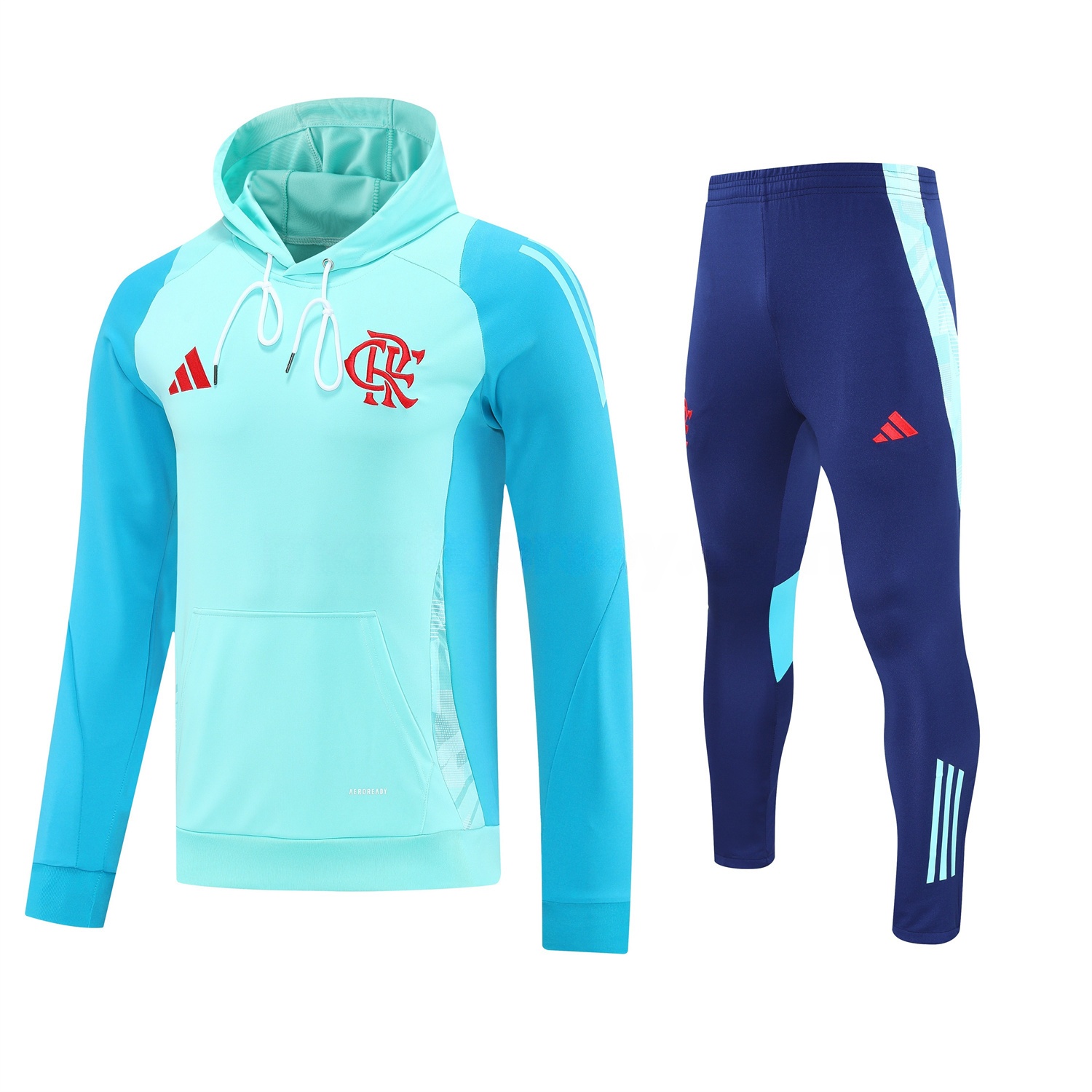 Flamengo 25-26 Traning Hoodie Set - Light Blue With Royal Blue - UnitedFutballJersey