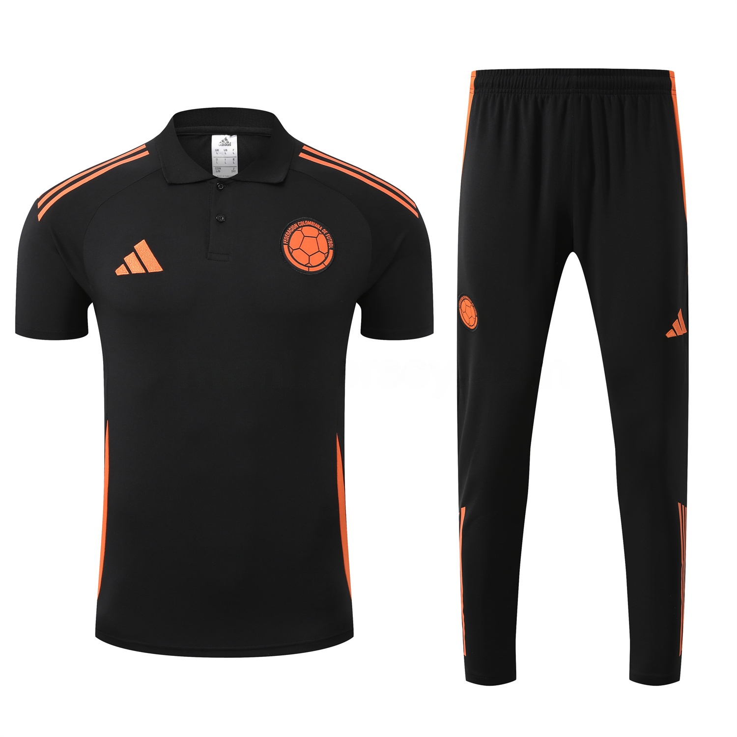 Colombia 25-26 POLO Short-Sleeve Training Set - Black Top and Pants - UnitedFutballJersey