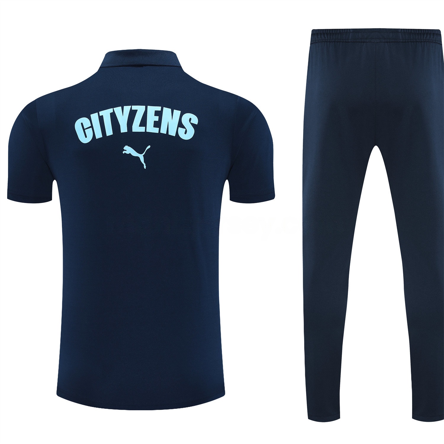 Manchester City 25-26 POLO Short-Sleeve Training Set - Deep Blue Top and Pants - UnitedFutballJersey