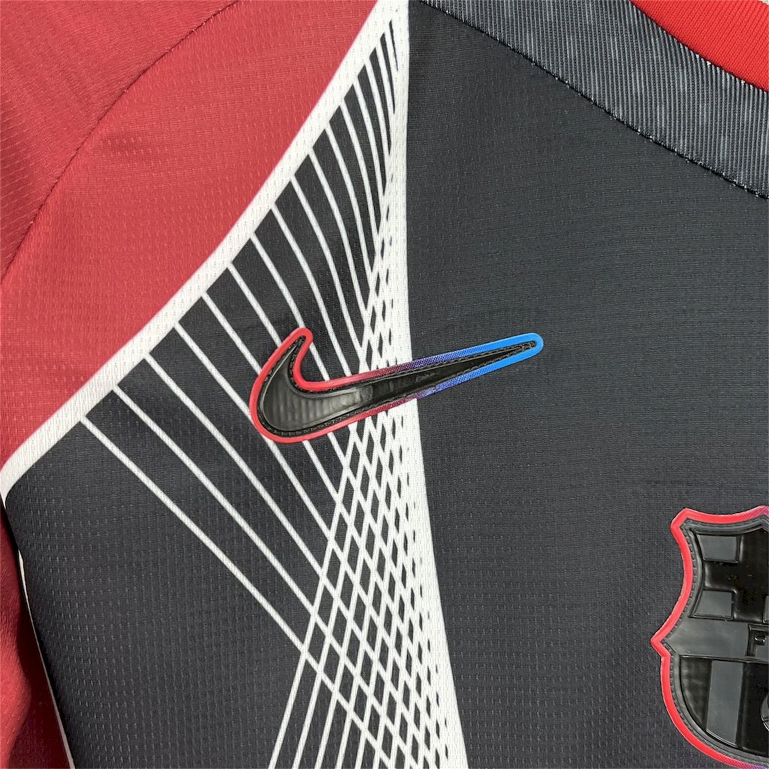 B.A.R.S.A 25-26 T90 Red Black Gradient and White Lines Special Jersey - Fans Version - UnitedFutballJersey