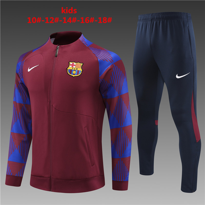 B.A.R.S.A 23-24 Kids Jacket Training Tracksuit - Red - UnitedFutballJersey