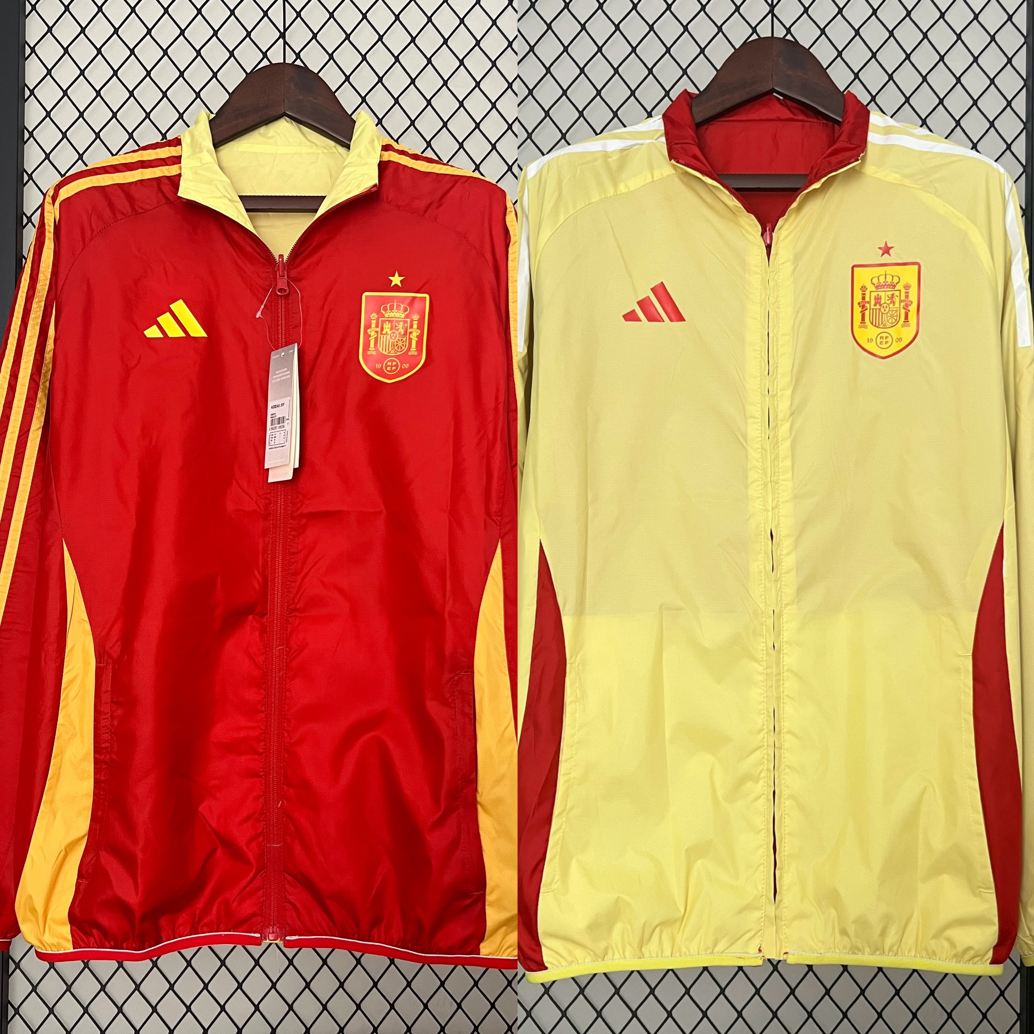 Spain 2024 Double Sided Reversible Windbreaker - Red & Yellow - UnitedFutballJersey