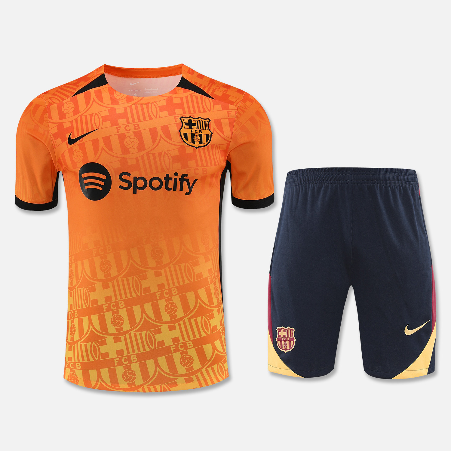 Barcelona 24-25 Short-Sleeve Training Set - Orange Top & Black Shorts - UnitedFutballJersey