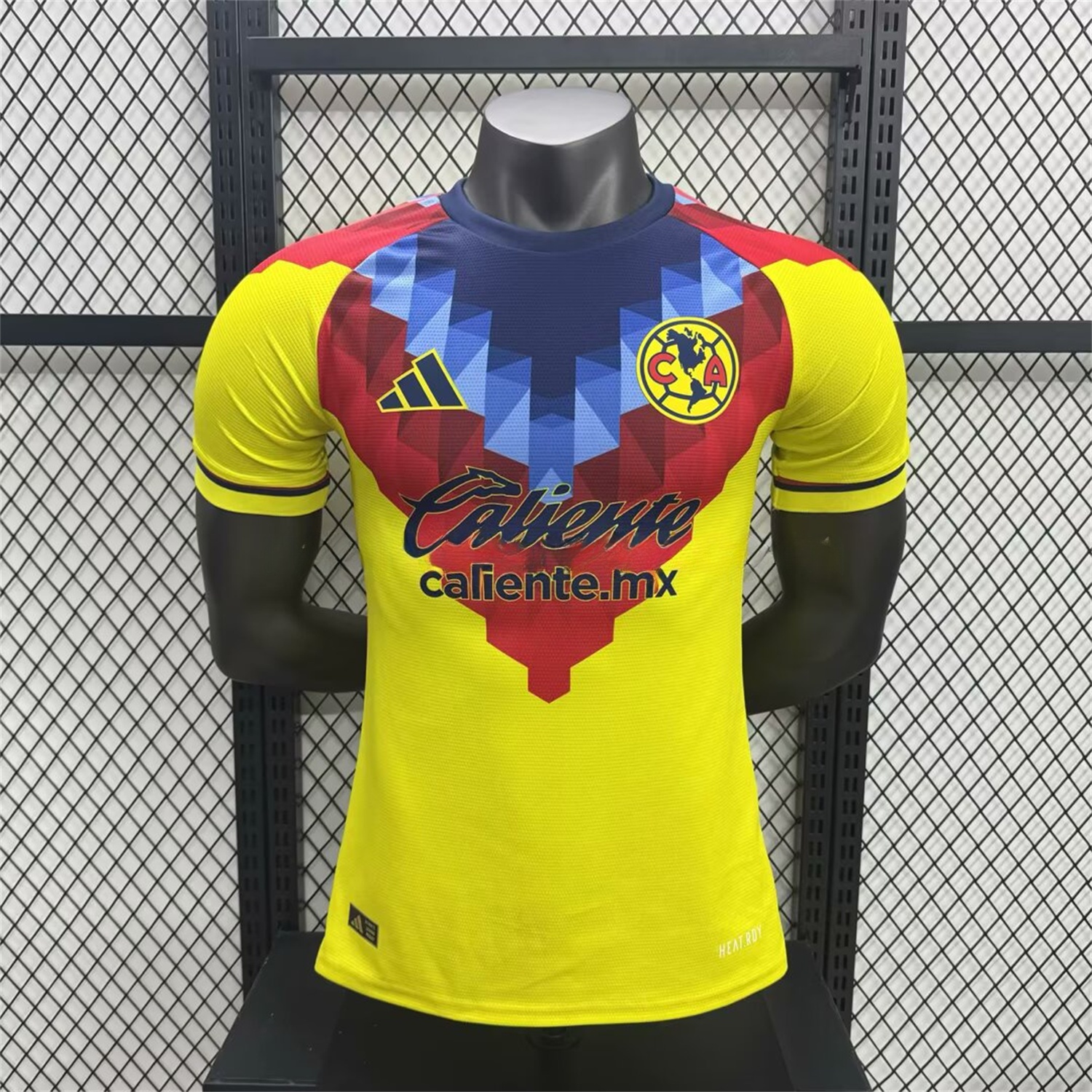 Club América 25-26 Blue and Red V-Shaped Camouflage Yellow Jersey - Player Version - UnitedFutballJersey