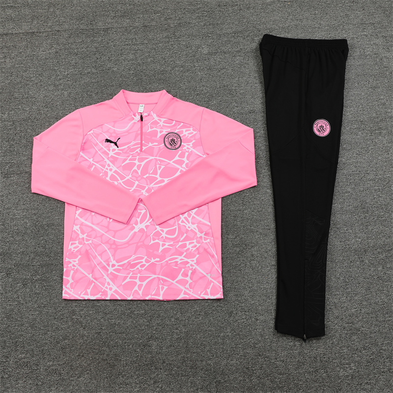 Manchester City 24-25 Kids Long Sleeve Training Set - Pink - UnitedFutballJersey