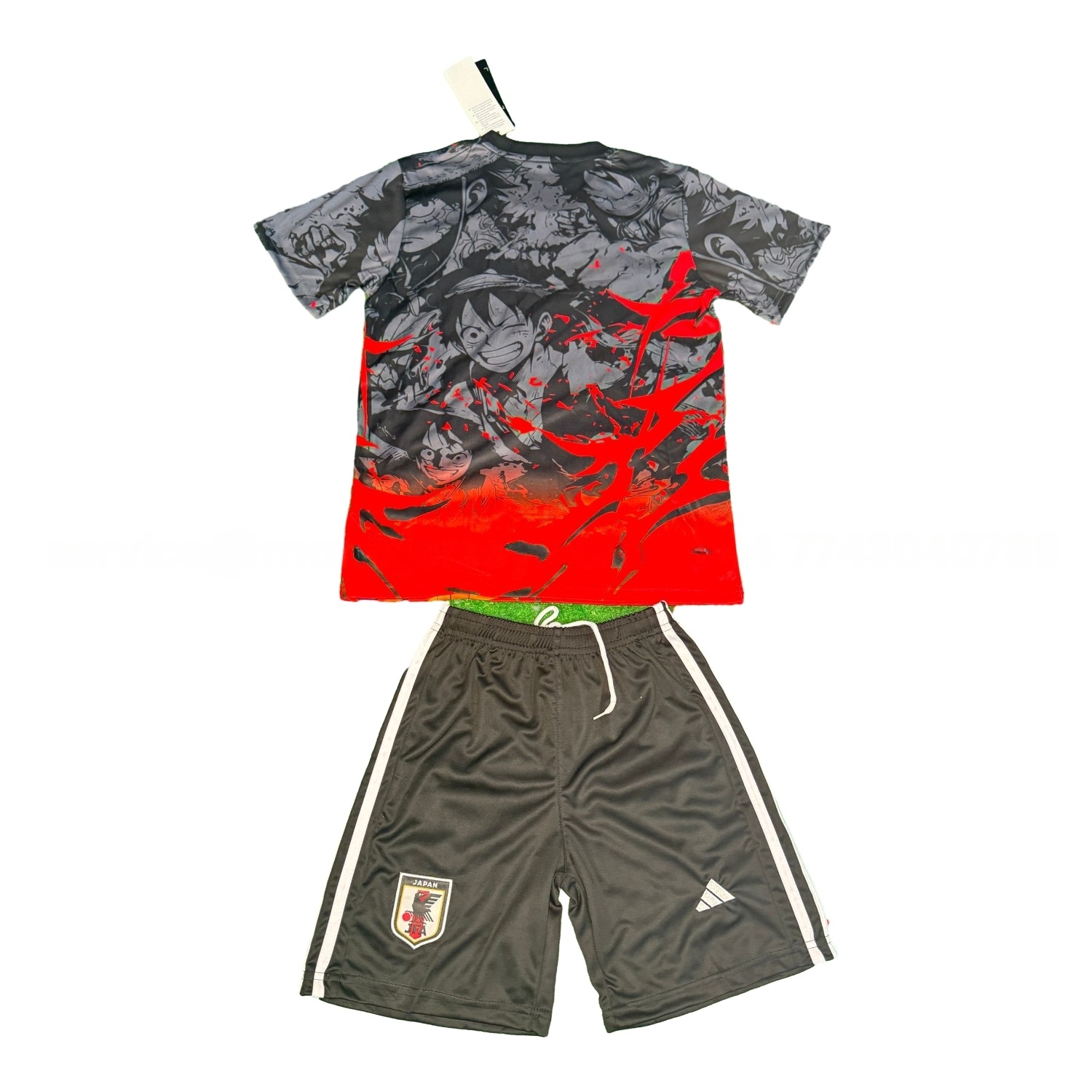 Japan 25-26 Luffy's Steel Arm Black & Red Special Kids Kit - UnitedFutballJersey