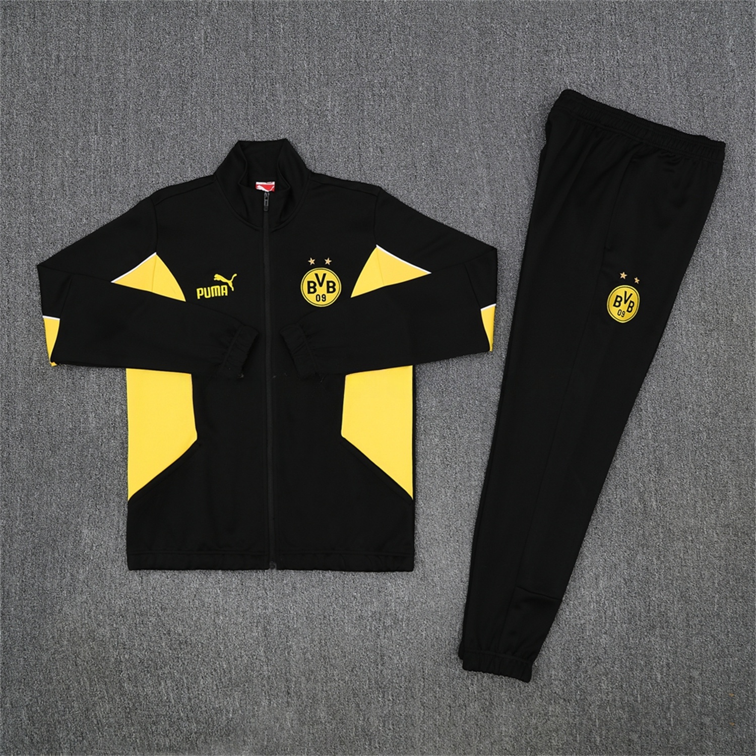 Dortmund 25-26 Jacket Training Tracksuit - Black top & Black Pants - UnitedFutballJersey