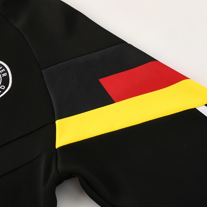 Germany 2024 Jacket Training Tracksuit - Black With Three Color Stripes - UnitedFutballJersey