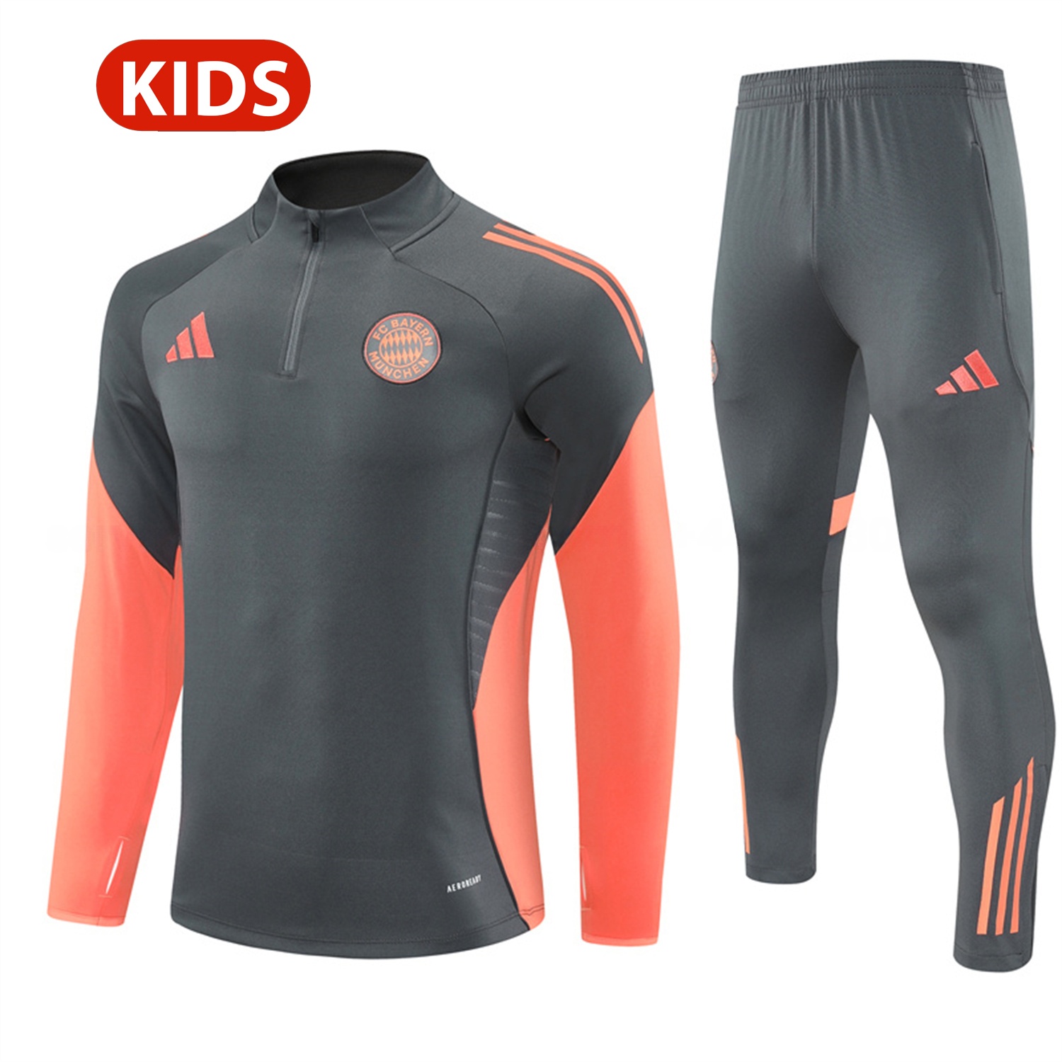 Bayern Munich 25-26 Kids Long Sleeves Training Set - Dark Grey Top & Pants - UnitedFutballJersey
