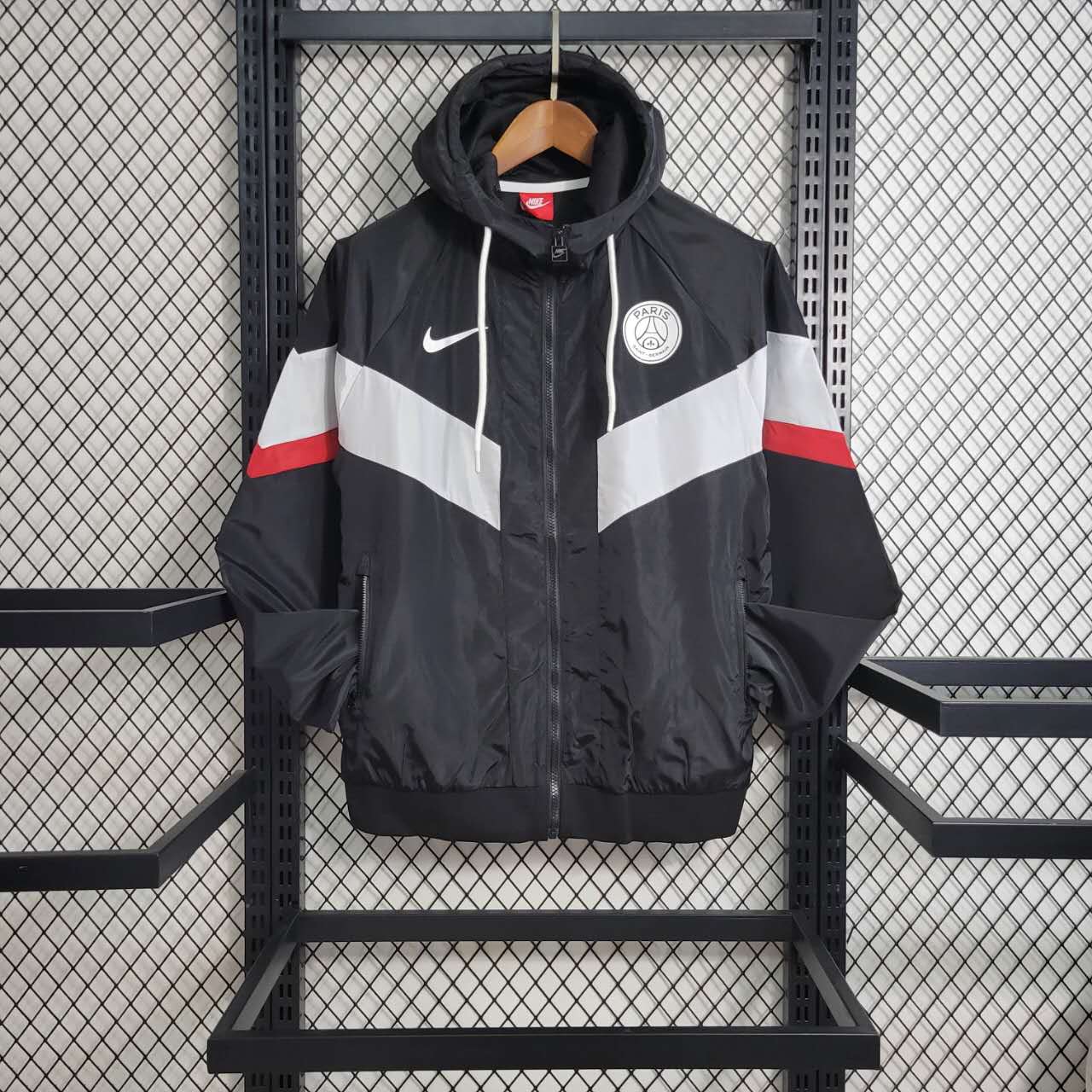 Paris Saint-Germain PSG 23-24 Windbreaker Jacket - Black - UnitedFutballJersey