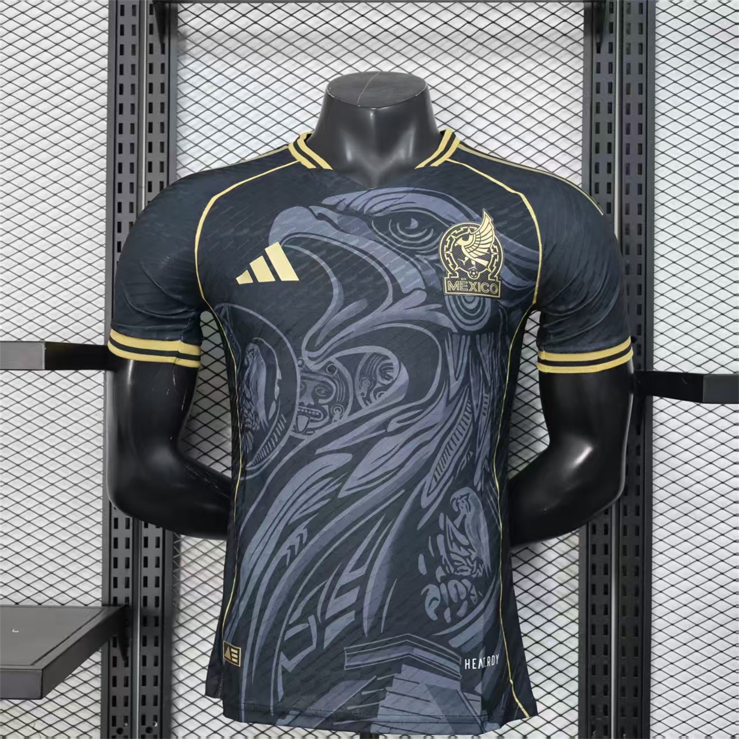 Mexico 25-26 Grey Eagle Sketch Black Gold Special Jersey - Player Version - UnitedFutballJersey