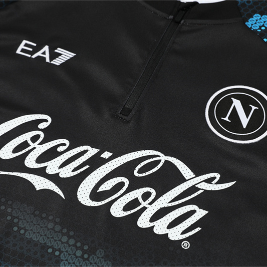 Napoli 24-25 Kids Long Sleeve Training Set - Black Blue - UnitedFutballJersey