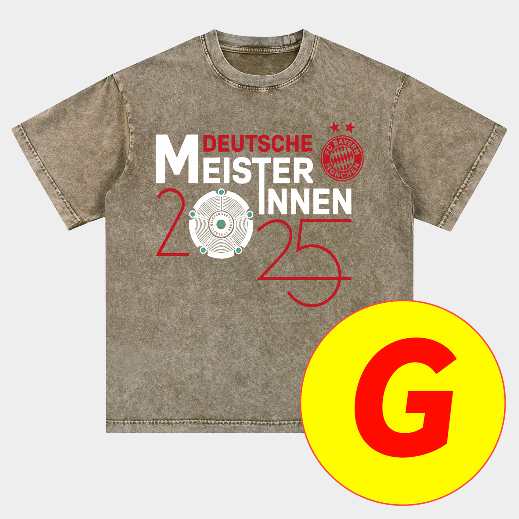 Bayern Munich Bundesliga Champions Deutscher Meister 2025 Oversized Washed T-Shirt - UnitedFutballJersey