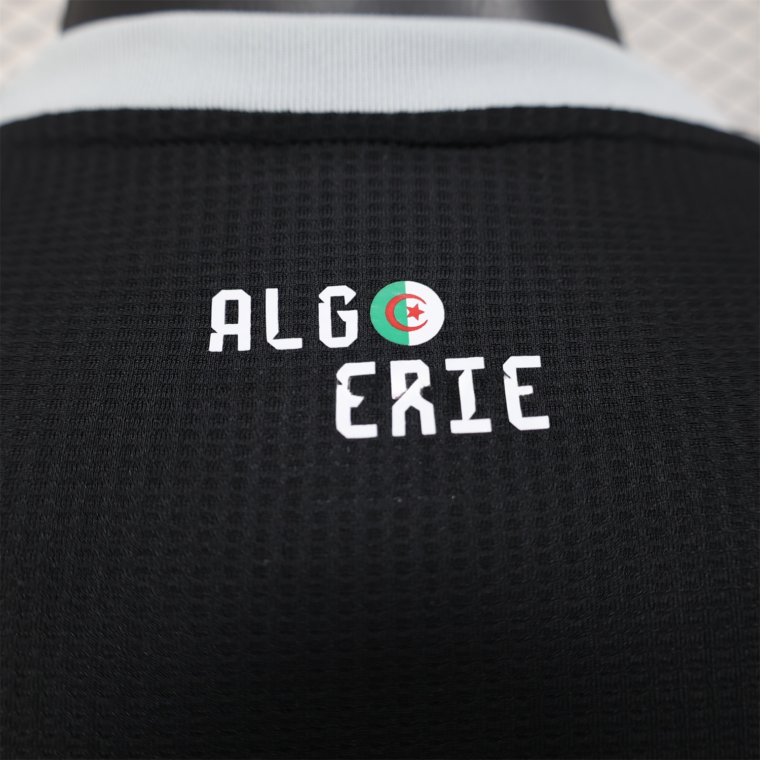 Algeria 25-26 Pure Black with White Chest Text Jersey - Player Version - UnitedFutballJersey