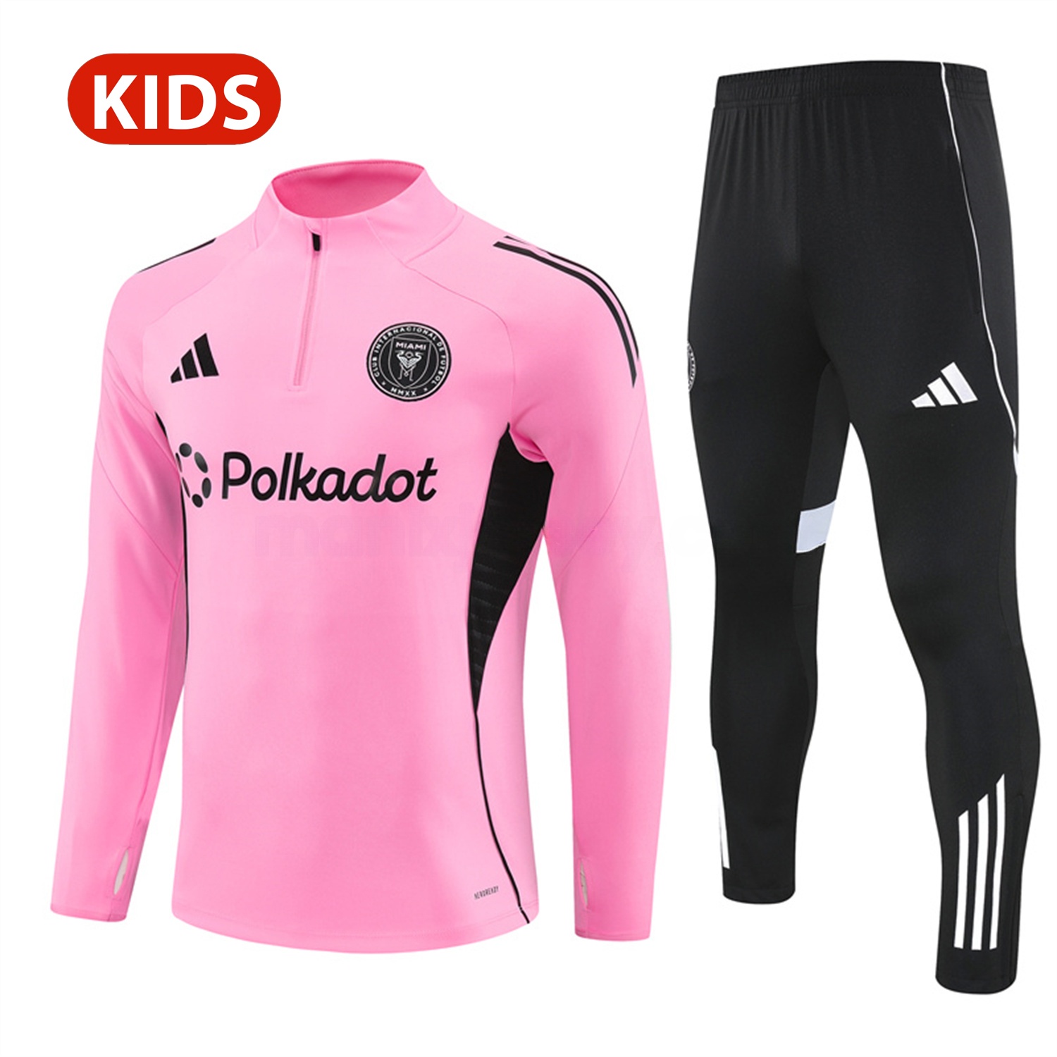 INT M.A.M 25-26 Kid Long Sleeves Training Set - Pink Top & Black Pants - UnitedFutballJersey