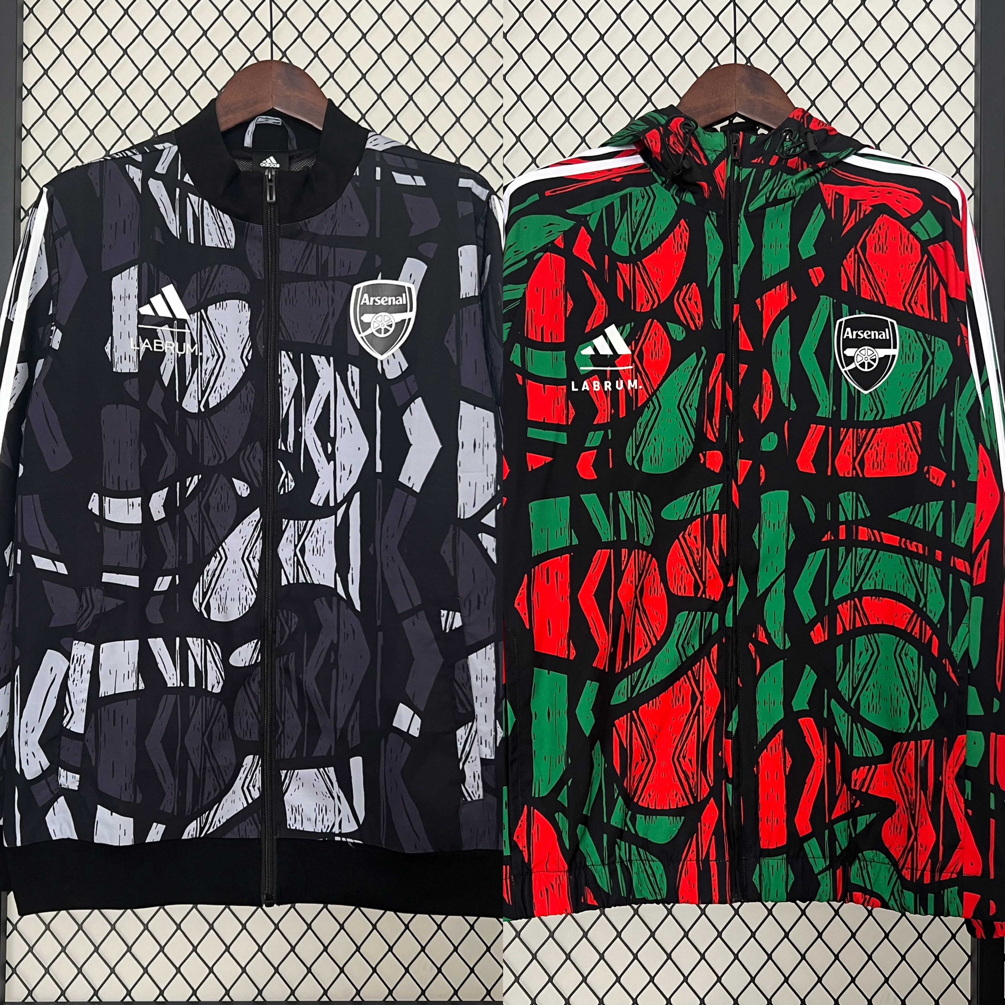 Arsenal 24-25 Double Sided Reversible Windbreaker - Black & Red - UnitedFutballJersey
