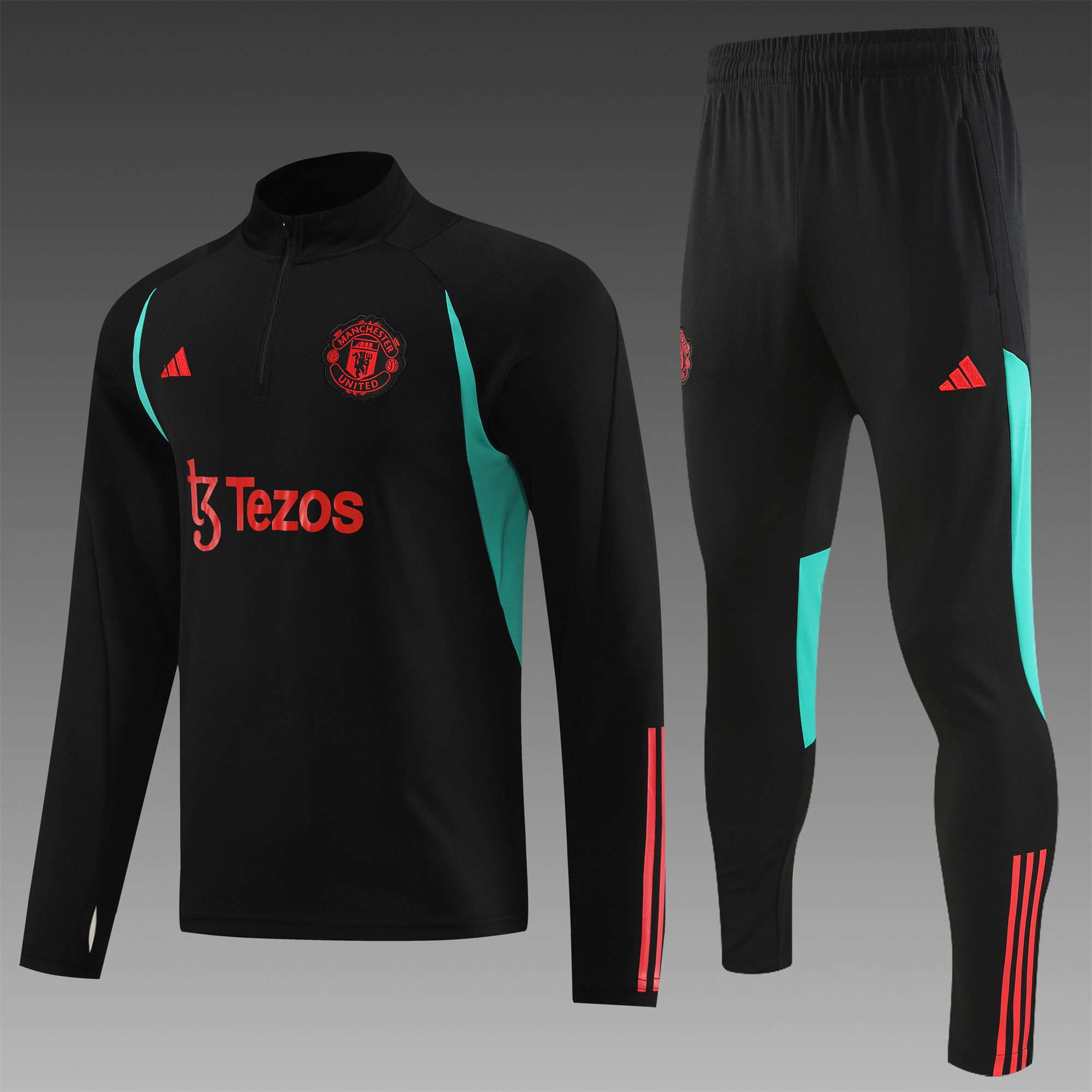 Manchester United 23-24 Long Sleeve Training Set Black - UnitedFutballJersey