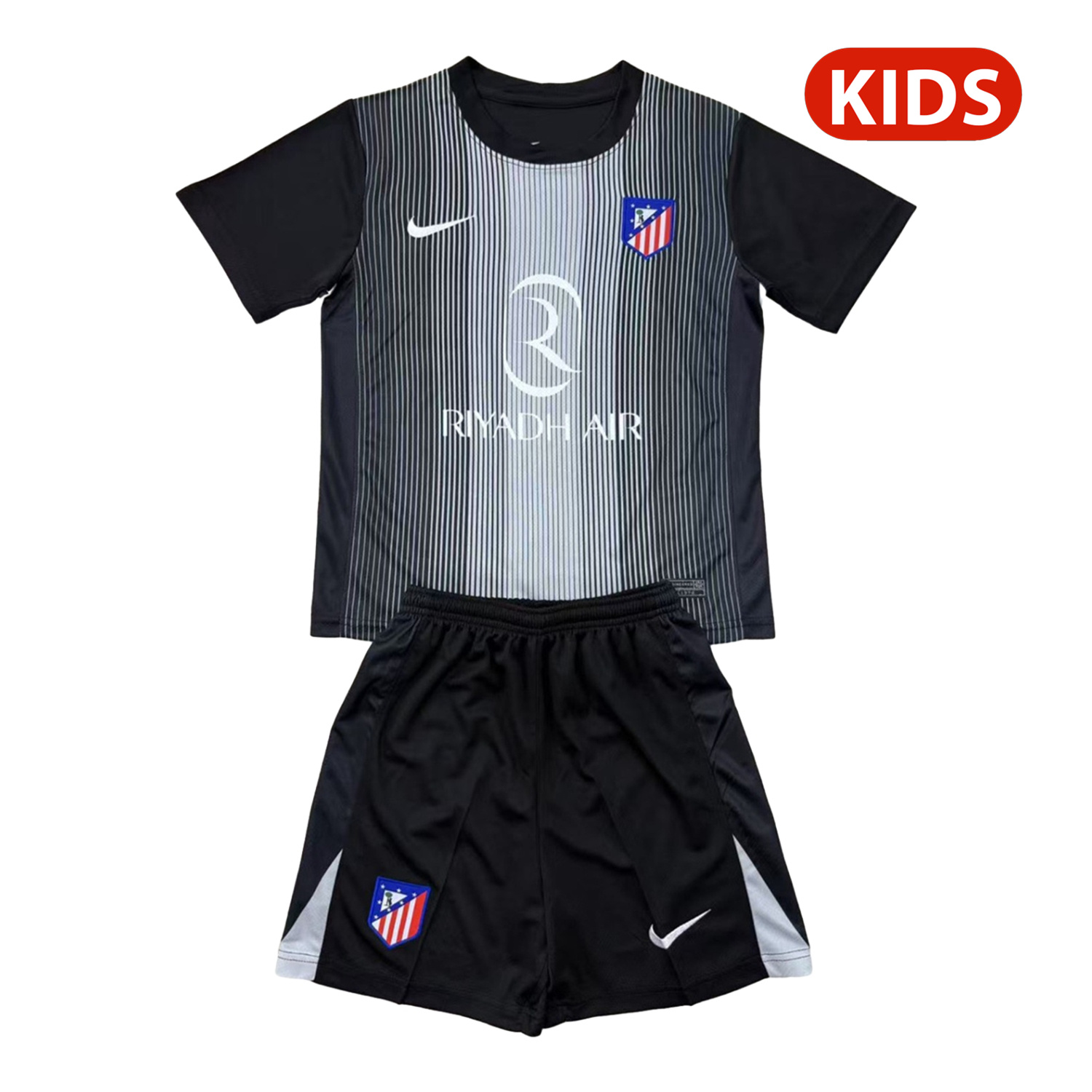 Atletico Madrid 25-26 Black Goalkeeper Kids Kit - UnitedFutballJersey