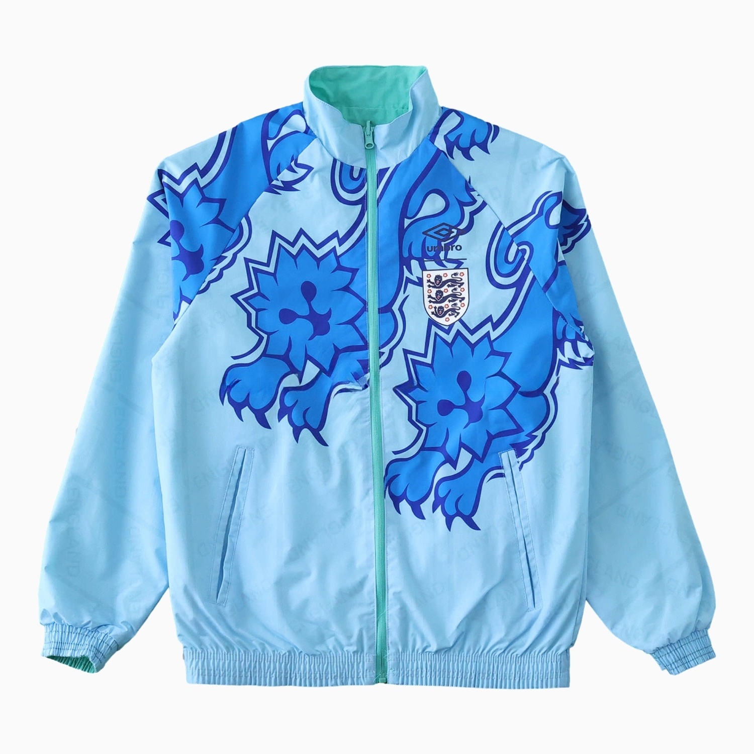 Retro England 1992 Third Double Sided Reversible Windbreaker - Blue & Green - UnitedFutballJersey