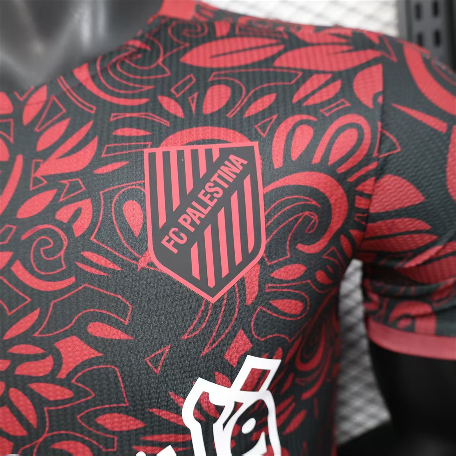 Club Deportivo Palestino Palestine 25-26 Red Flowers Black Jersey - Player Version - UnitedFutballJersey