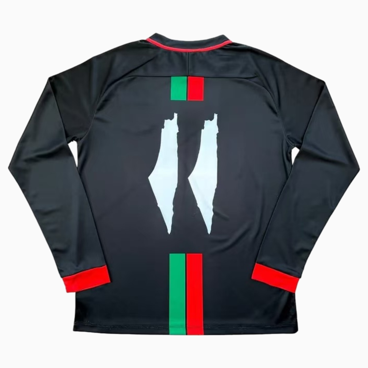 FC Palestina 24-25 Black Centre Striped Long Sleeve Jersey with English and Pattern - UnitedFutballJersey