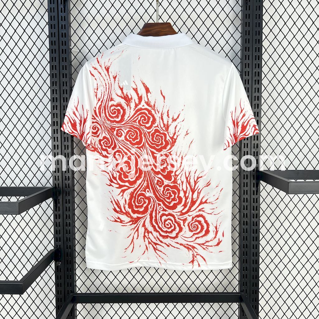 Japan 25-26 Y-3 Red Auspicious Cloud Pattern White Special Jersey - Fans Version - UnitedFutballJersey