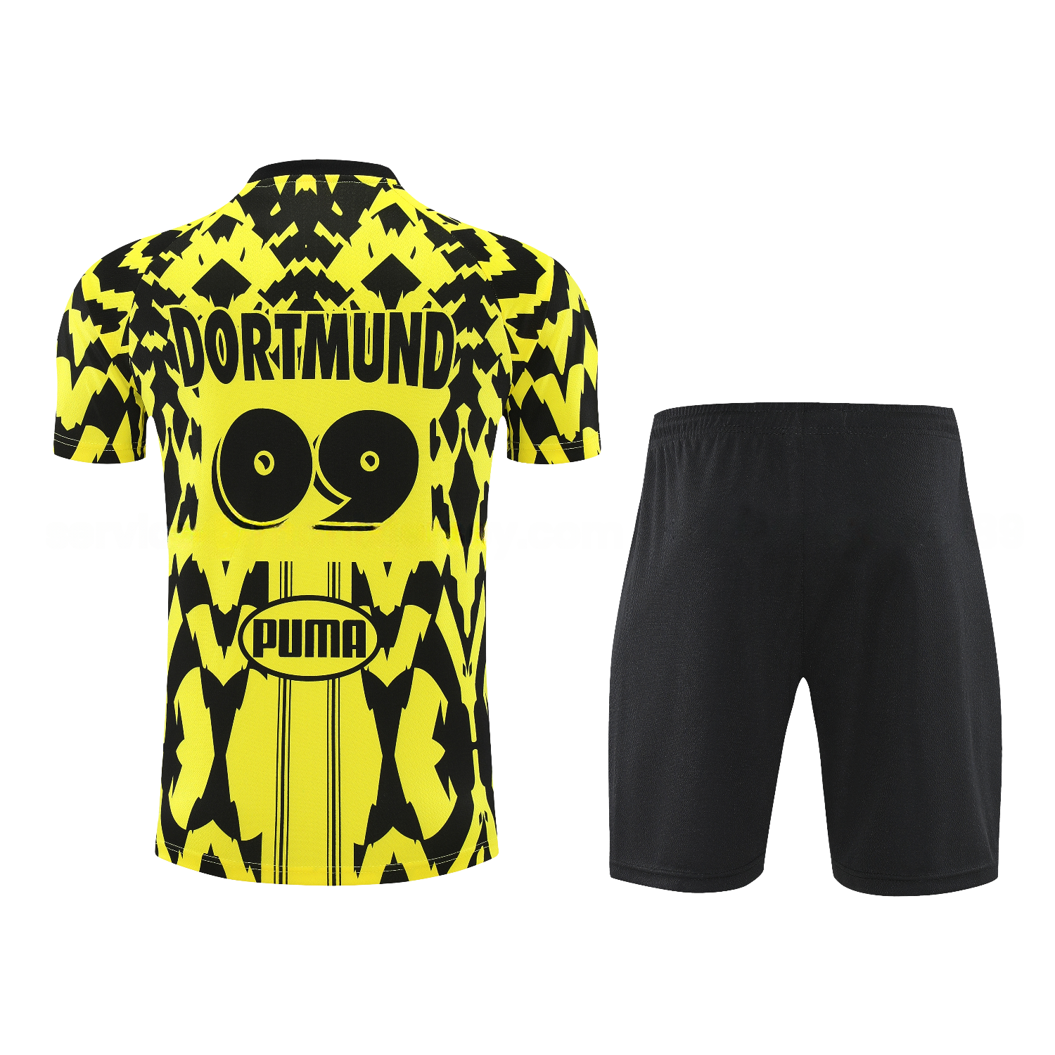 Dortmund 25-26 Short-Sleeve Training Set - Yellow Top & Black Shorts - UnitedFutballJersey