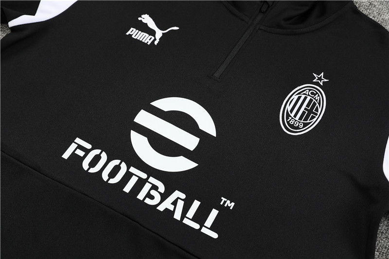 AC Milan 23-24 Kids Long Sleeve Training Set Black - UnitedFutballJersey