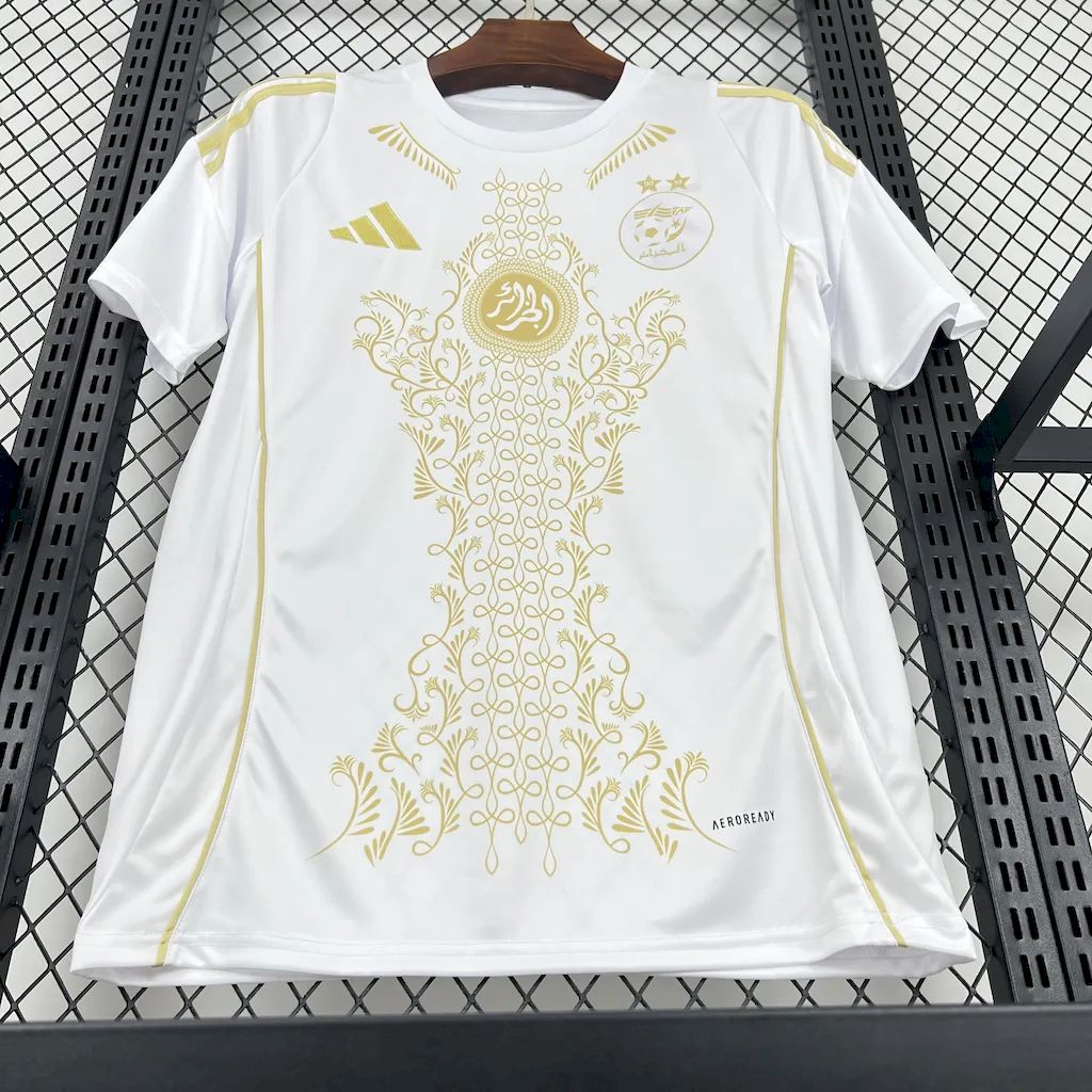 Algeria 2024-25 White Gold Supporter Jersey - Fans Version - UnitedFutballJersey
