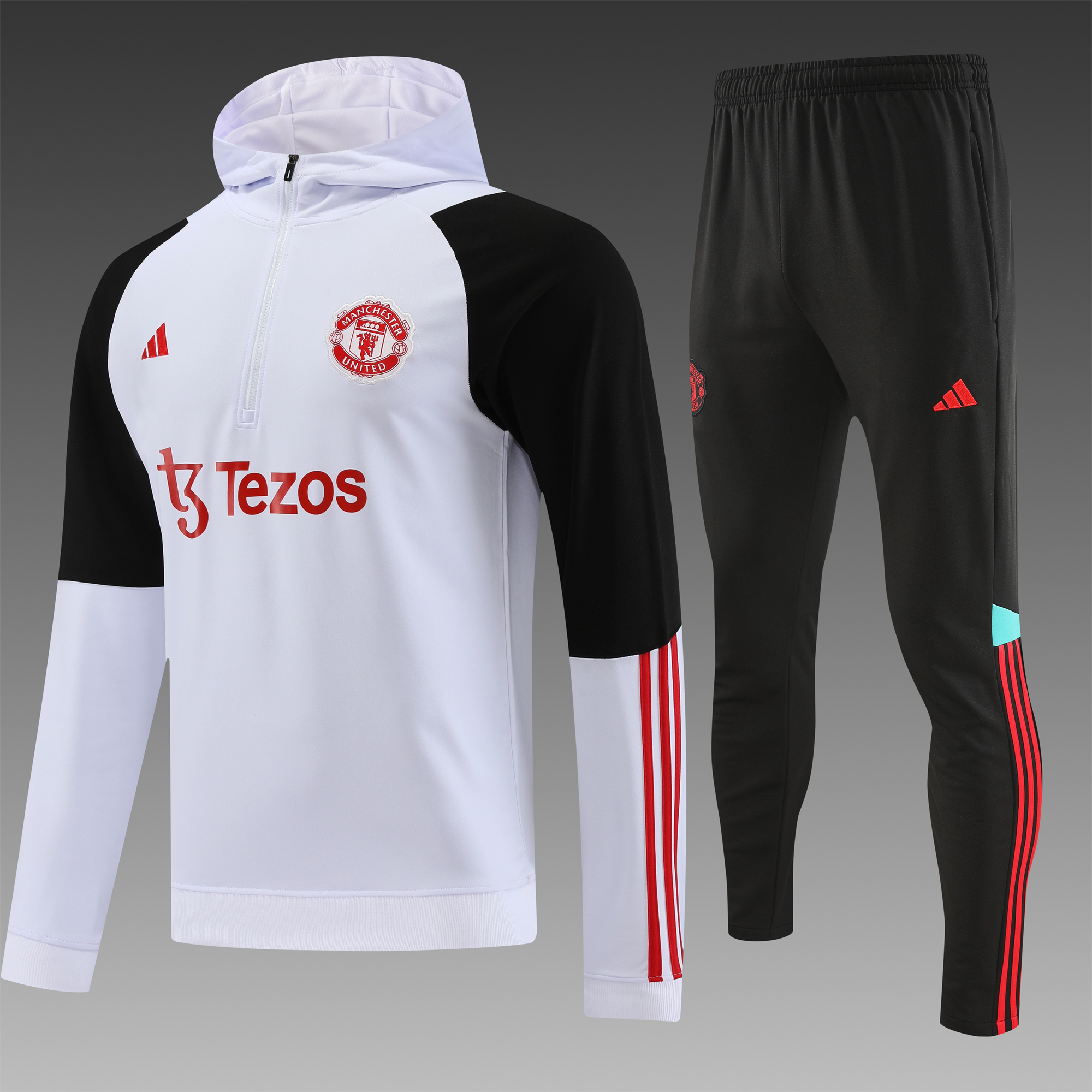 Manchester United 23-24 Men's Training Hoodie + Pants - White - UnitedFutballJersey
