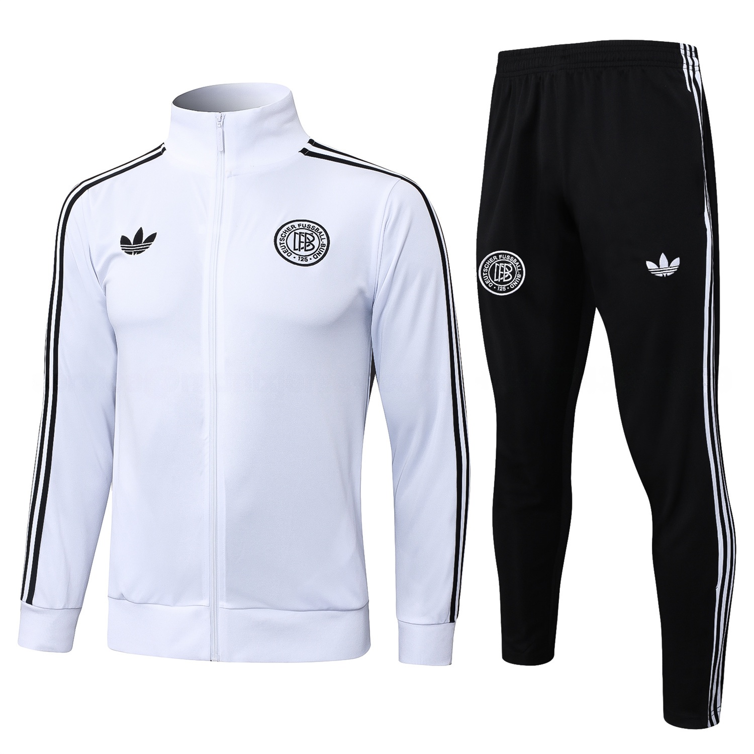 Germany 25-26 125th Anniversary Jacket Training Tracksuit - White Jackets & Black Pants - UnitedFutballJersey