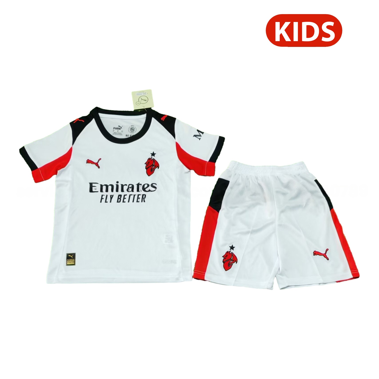 AC Milan 25-26 Away White Kids Kit - UnitedFutballJersey