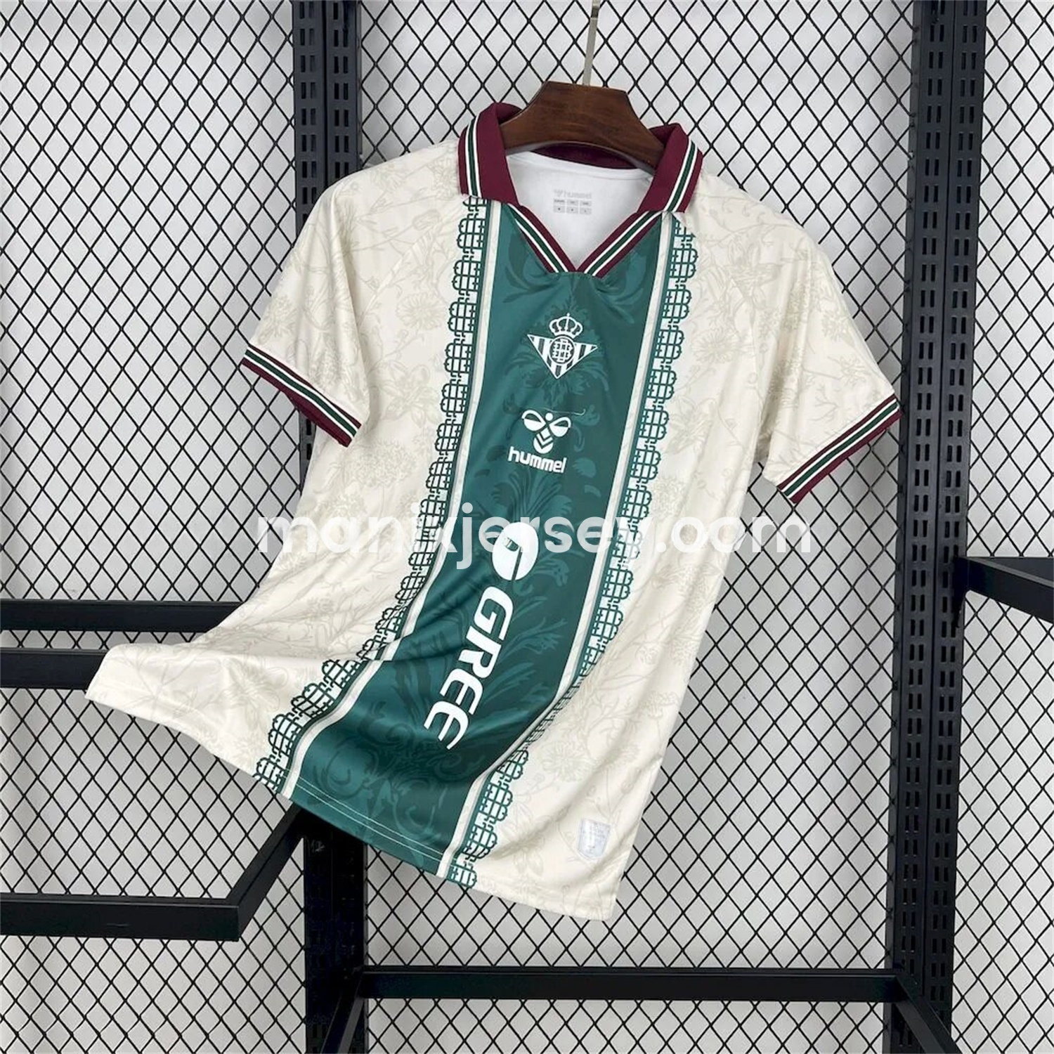Real Betis 25-26 Green Vertical Stripes with White Flower Pattern Special Jersey - Fans Version - UnitedFutballJersey