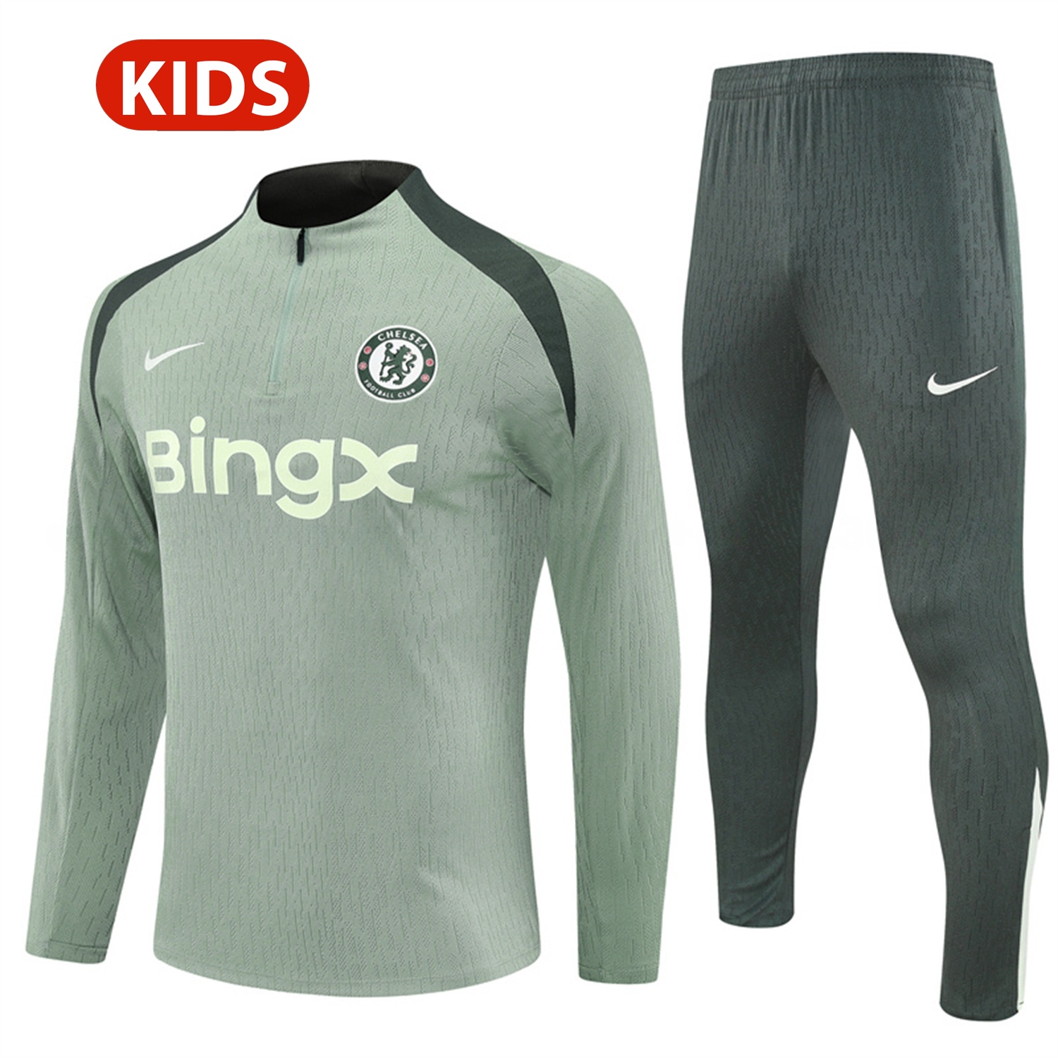 C.H.E.L.S.E.A 25-26 Kids Long Sleeve Training Set - Player Version - Light Green Top and Pants - UnitedFutballJersey