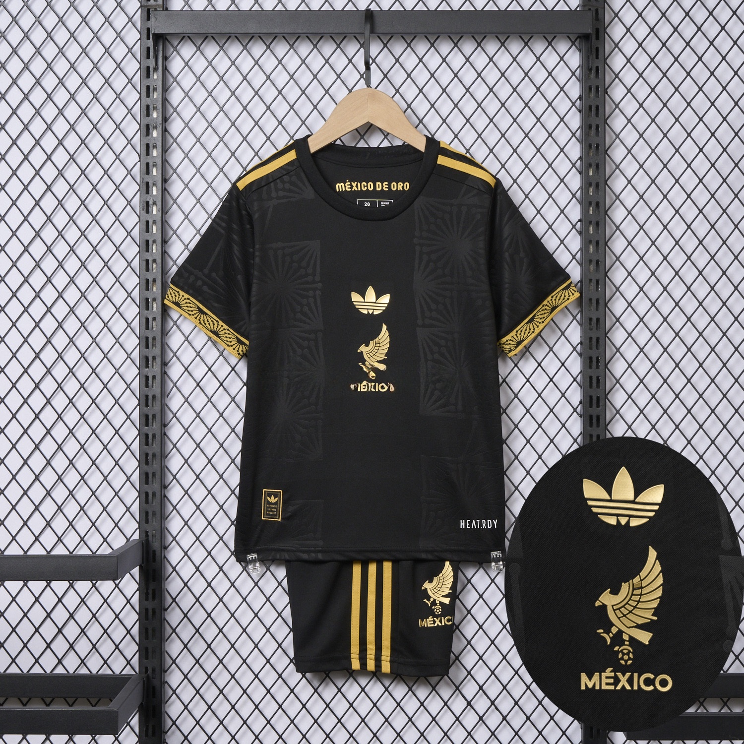 Mexico 2025 Gold Cup Black Kids Kit - Player Version - UnitedFutballJersey