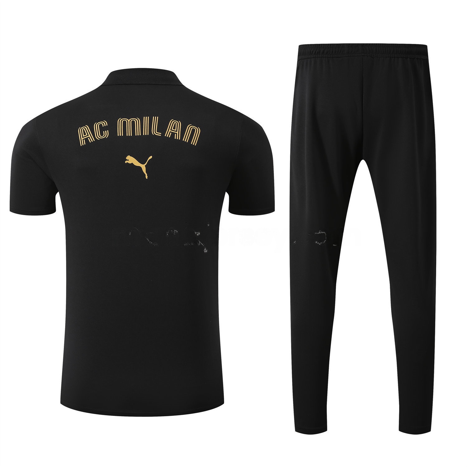AC Milan 25-26 POLO Short-Sleeve Training Set - Black Top and Pants - UnitedFutballJersey