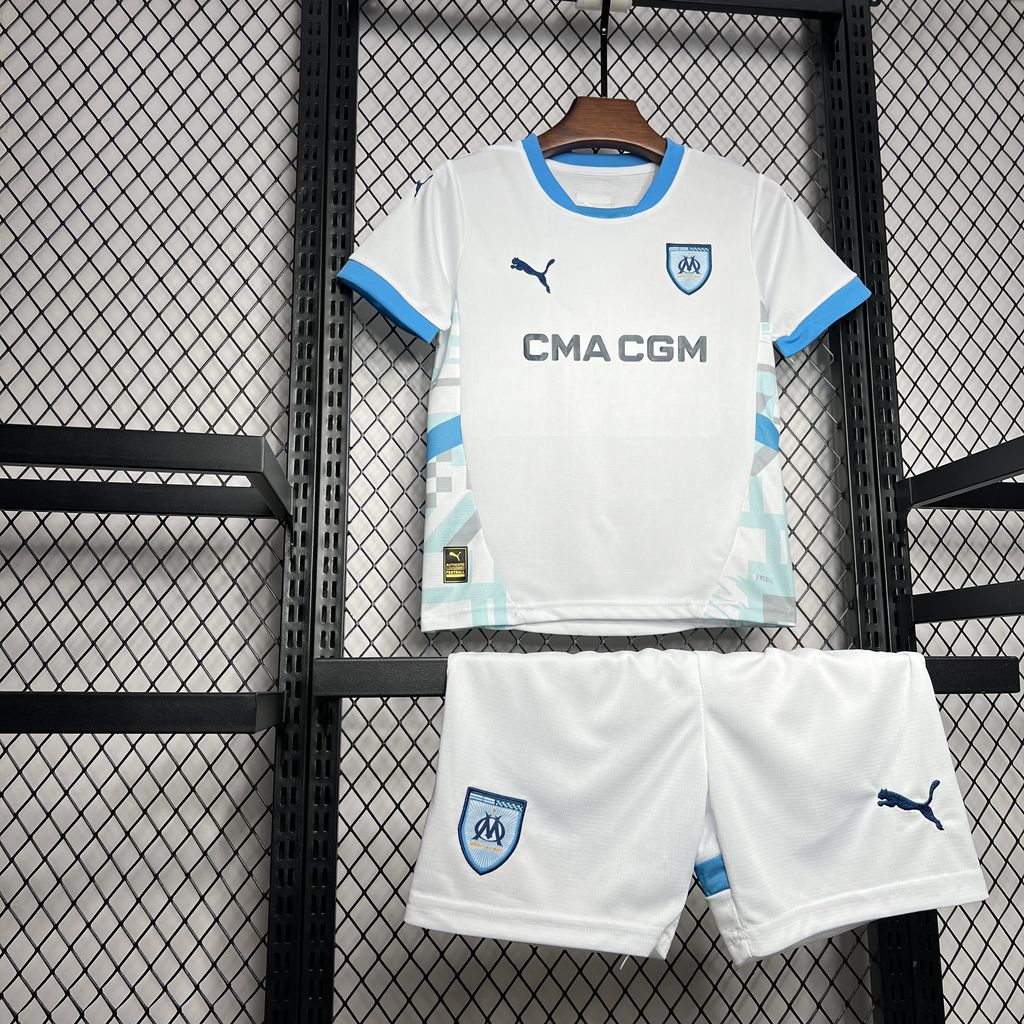 Marseille 24-25 Home Stadium Kids Kit - UnitedFutballJersey