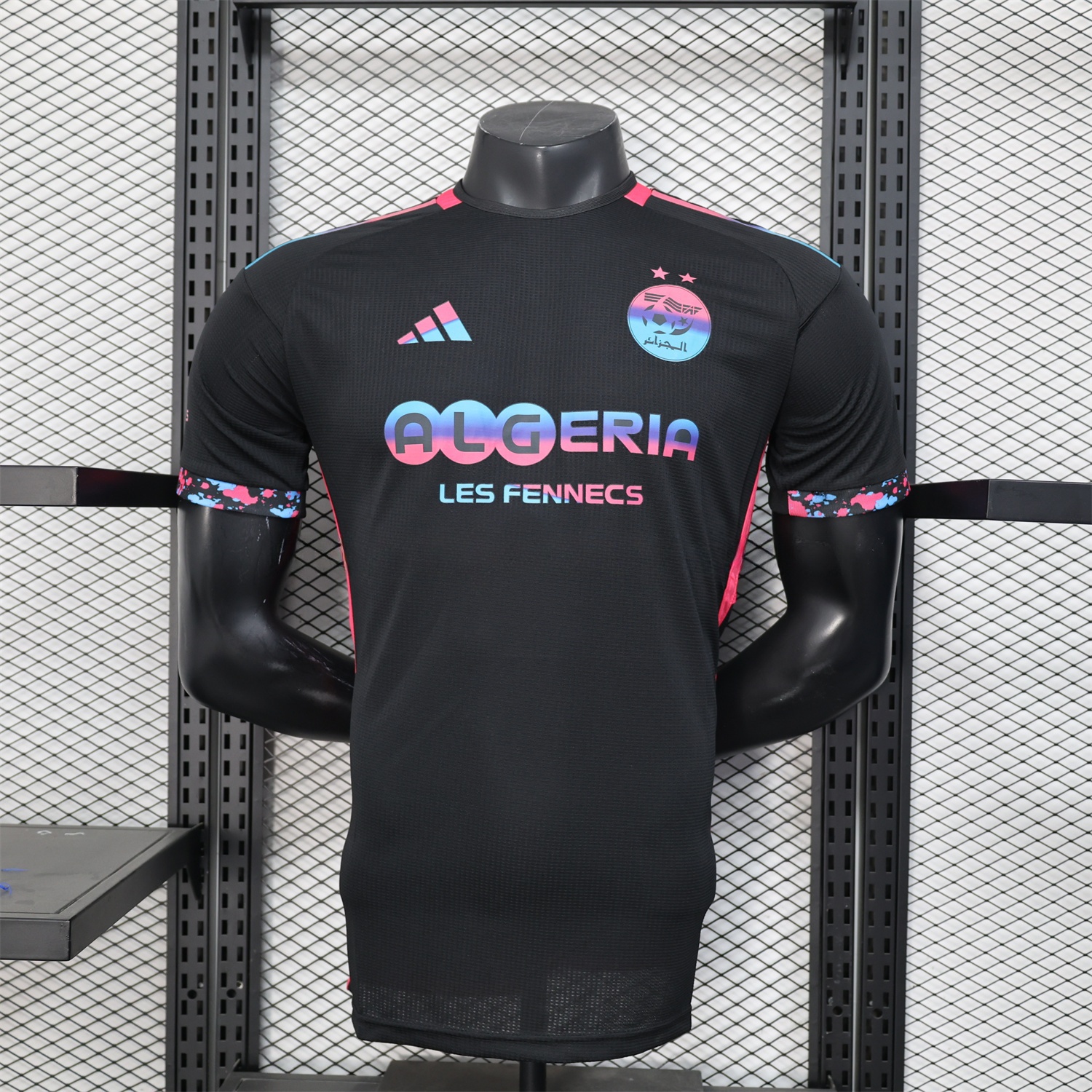 Algeria 25-26 Pure Black with Fluorescent Green Powder Advertising Jersey - Player Version - UnitedFutballJersey