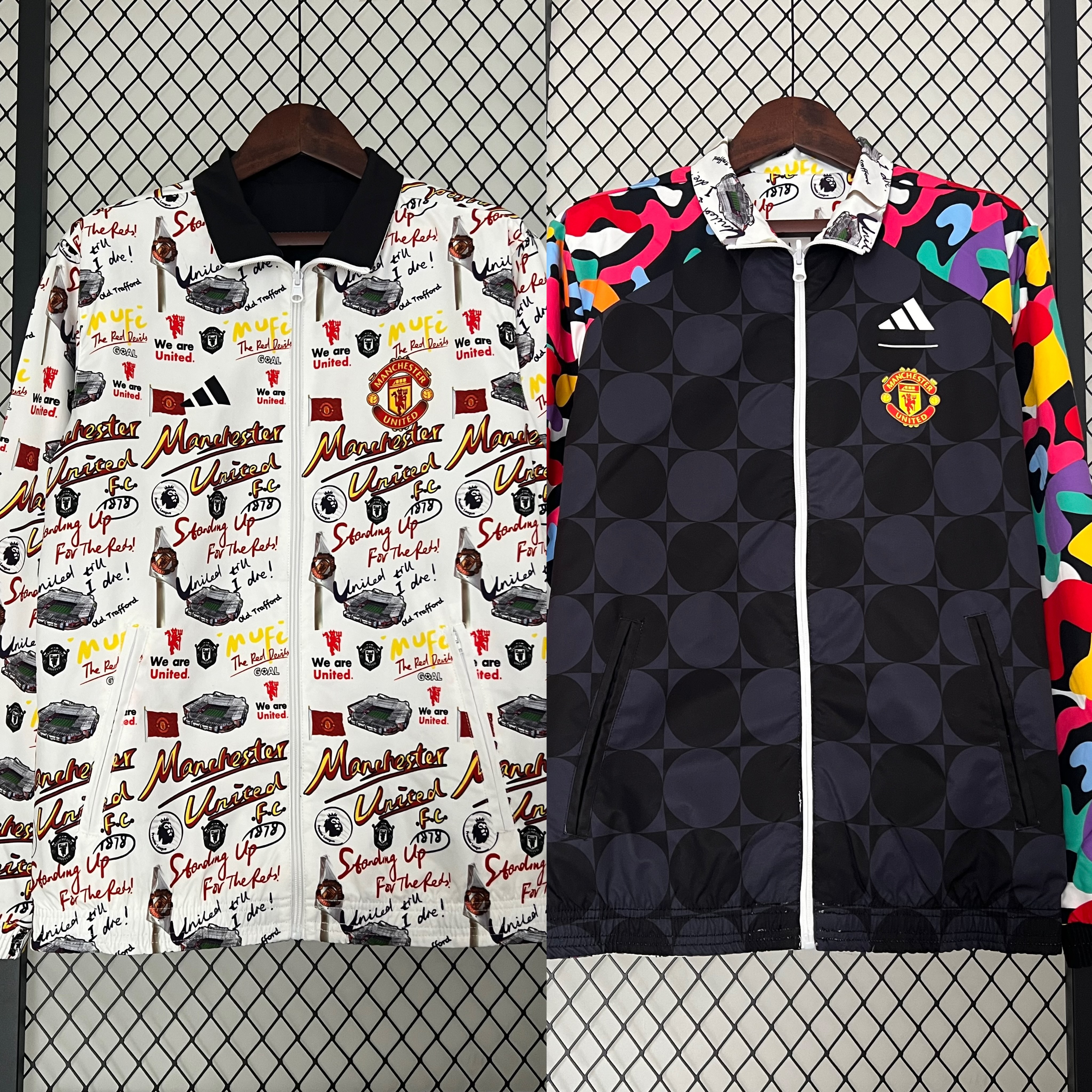 Manchester United 23-24 Double Sided Windbreaker - Graffiti Style - UnitedFutballJersey