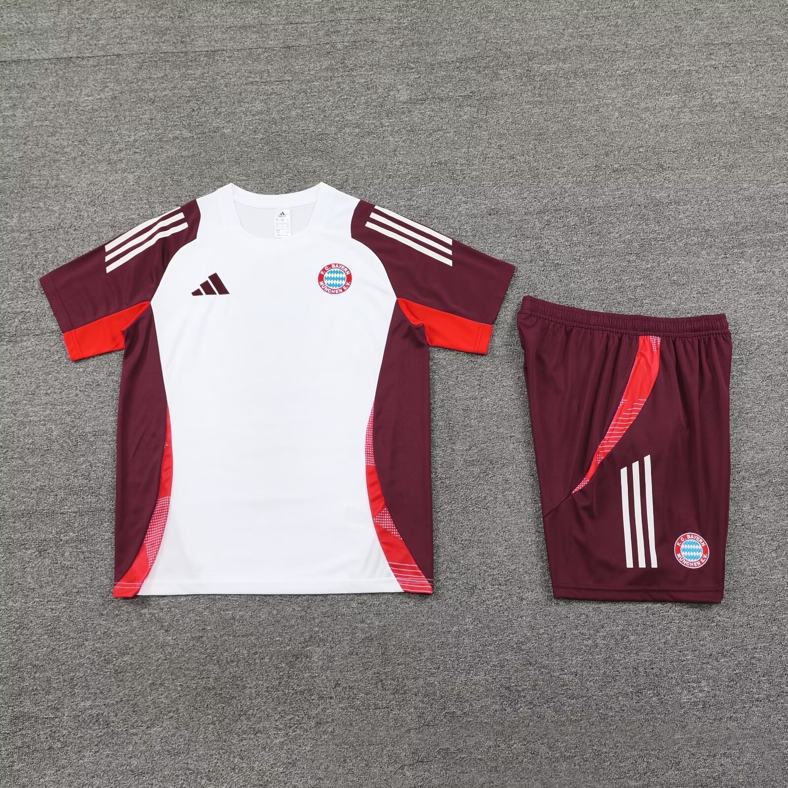 Bayern Munich 24-25 Short-Sleeve Training Kids Kit - Red Top and Red Shorts - UnitedFutballJersey