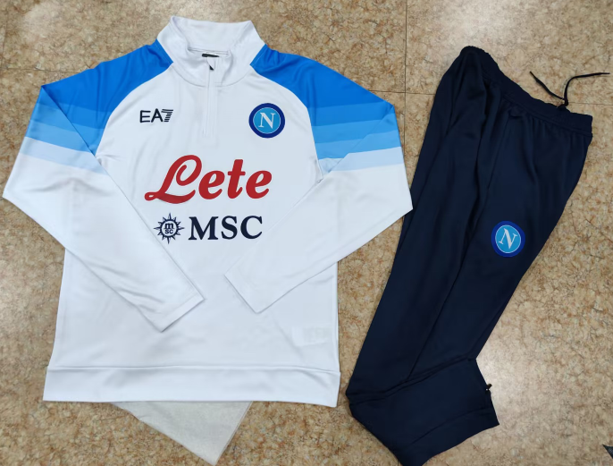 Napoli 23-24 Kids Long Sleeve Training Set White - UnitedFutballJersey