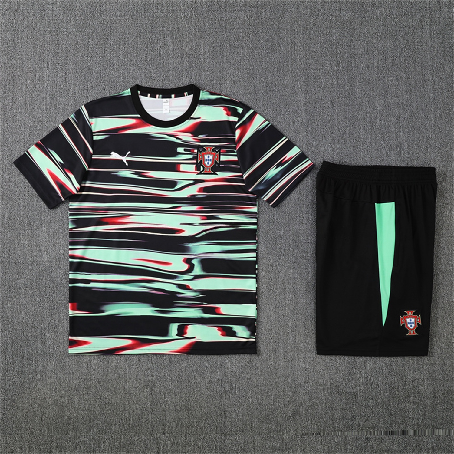 Portugal 25-26 Kids Short-Sleeve Training Set - Camouflage top & Black Shorts - UnitedFutballJersey
