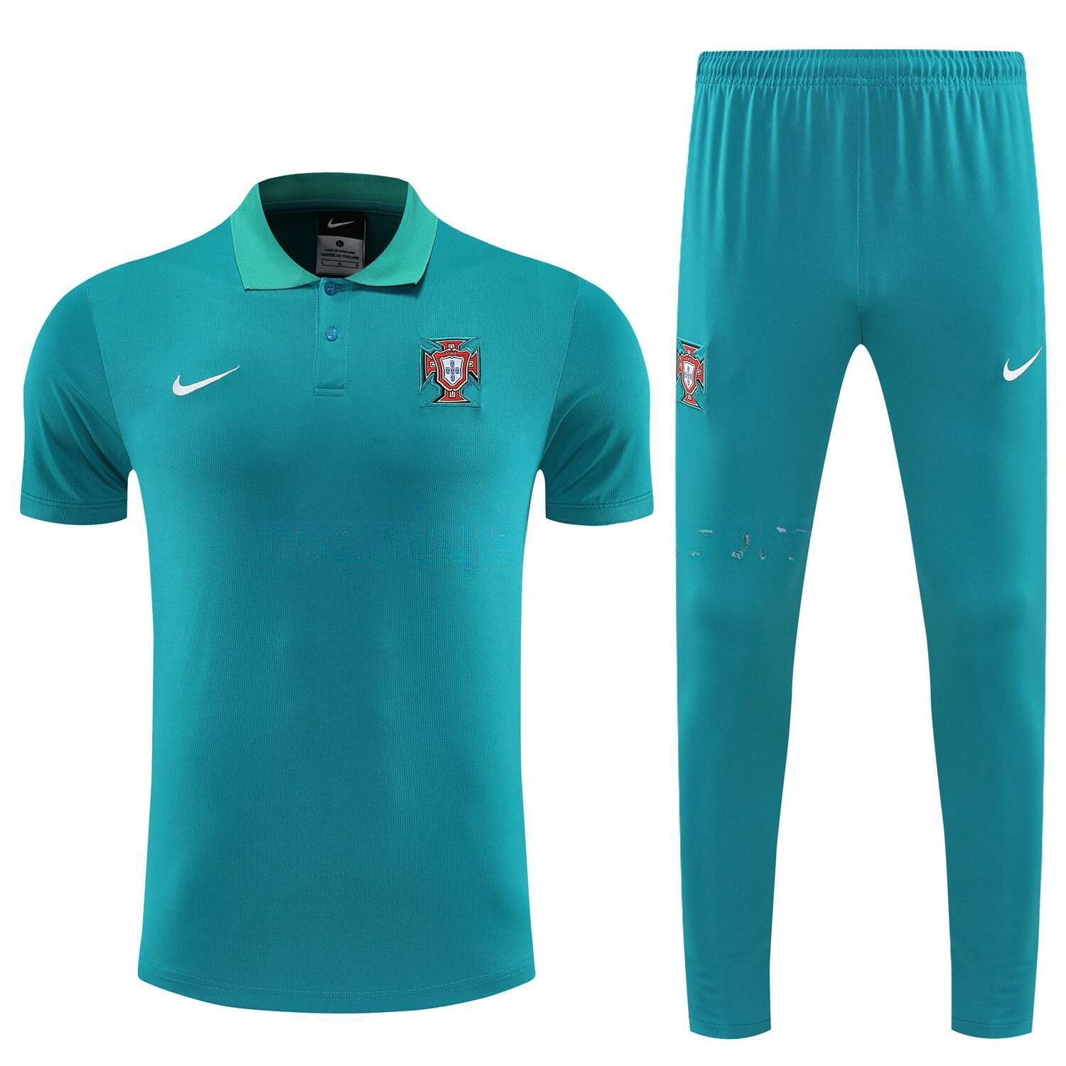 Portugal 25-26 POLO Short-Sleeve Training Set - Blue Green Top and Pants - UnitedFutballJersey