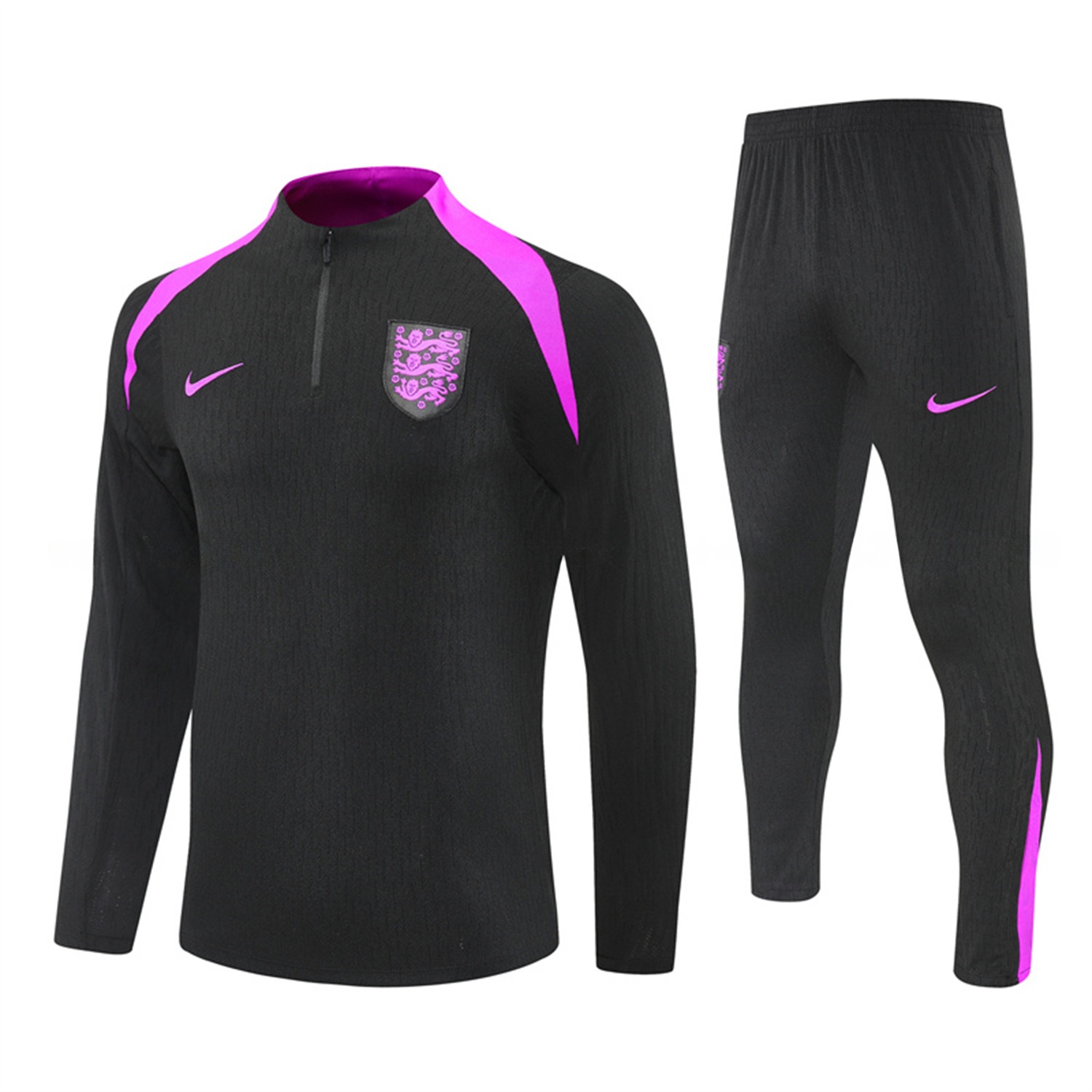 England 25-26 Long Sleeve Training Set - Player Version - Black Top and Pants - UnitedFutballJersey