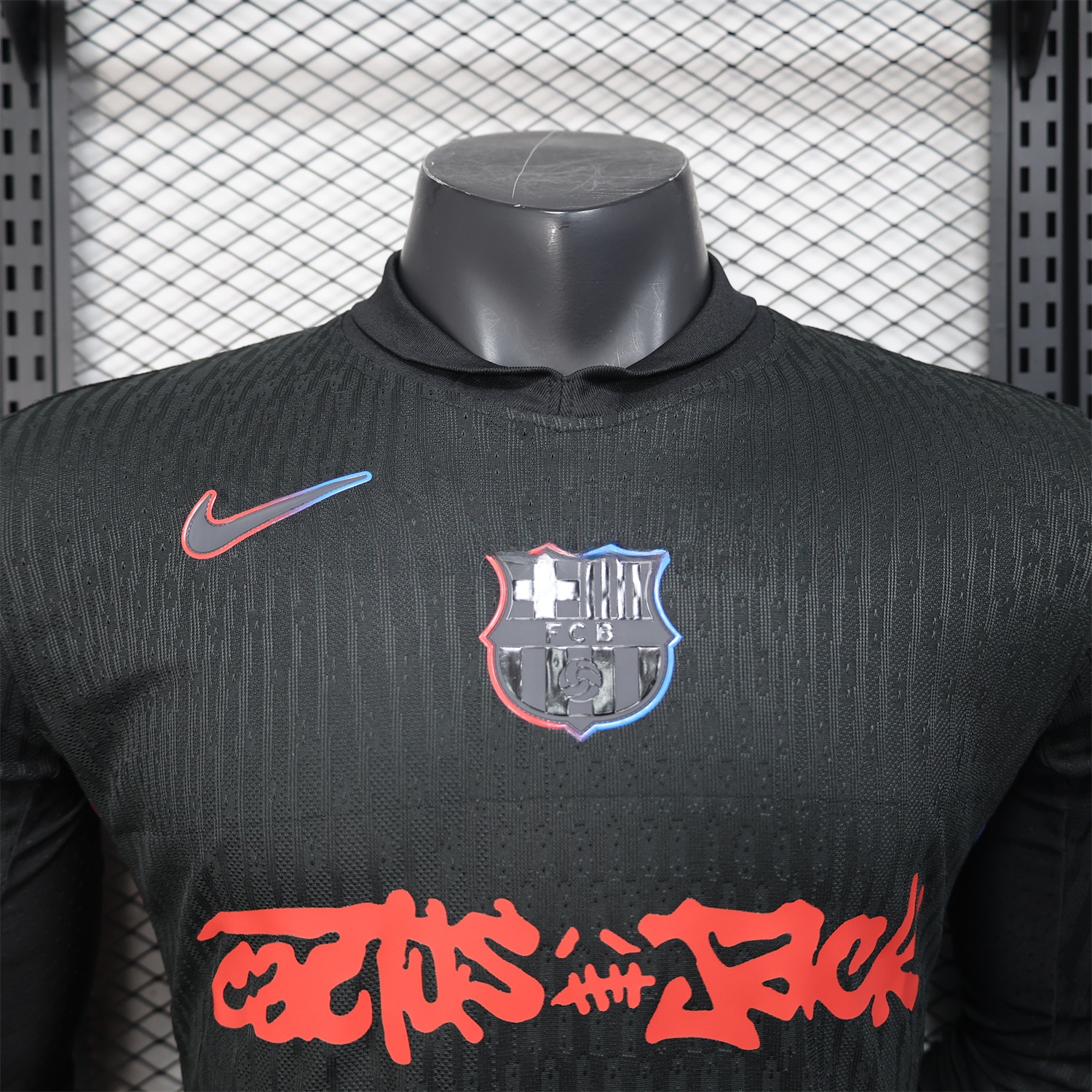 Barcelona x Travis Scott 24-25 Away Black Long Sleeves Jersey - Player Version - UnitedFutballJersey