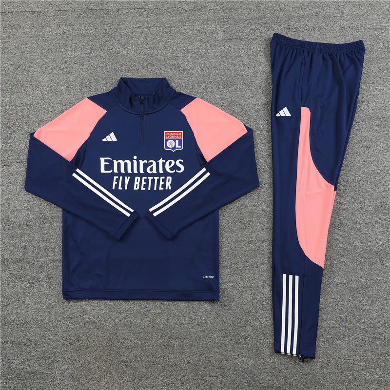 Lyon 23-24 Kids Long Sleeve Training Set Royal Blue - UnitedFutballJersey