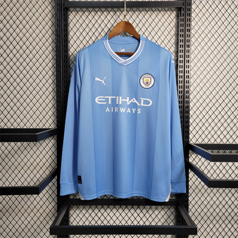 Manchester City 23-24 Home Long Sleeve Jersey - Fans Version - UnitedFutballJersey